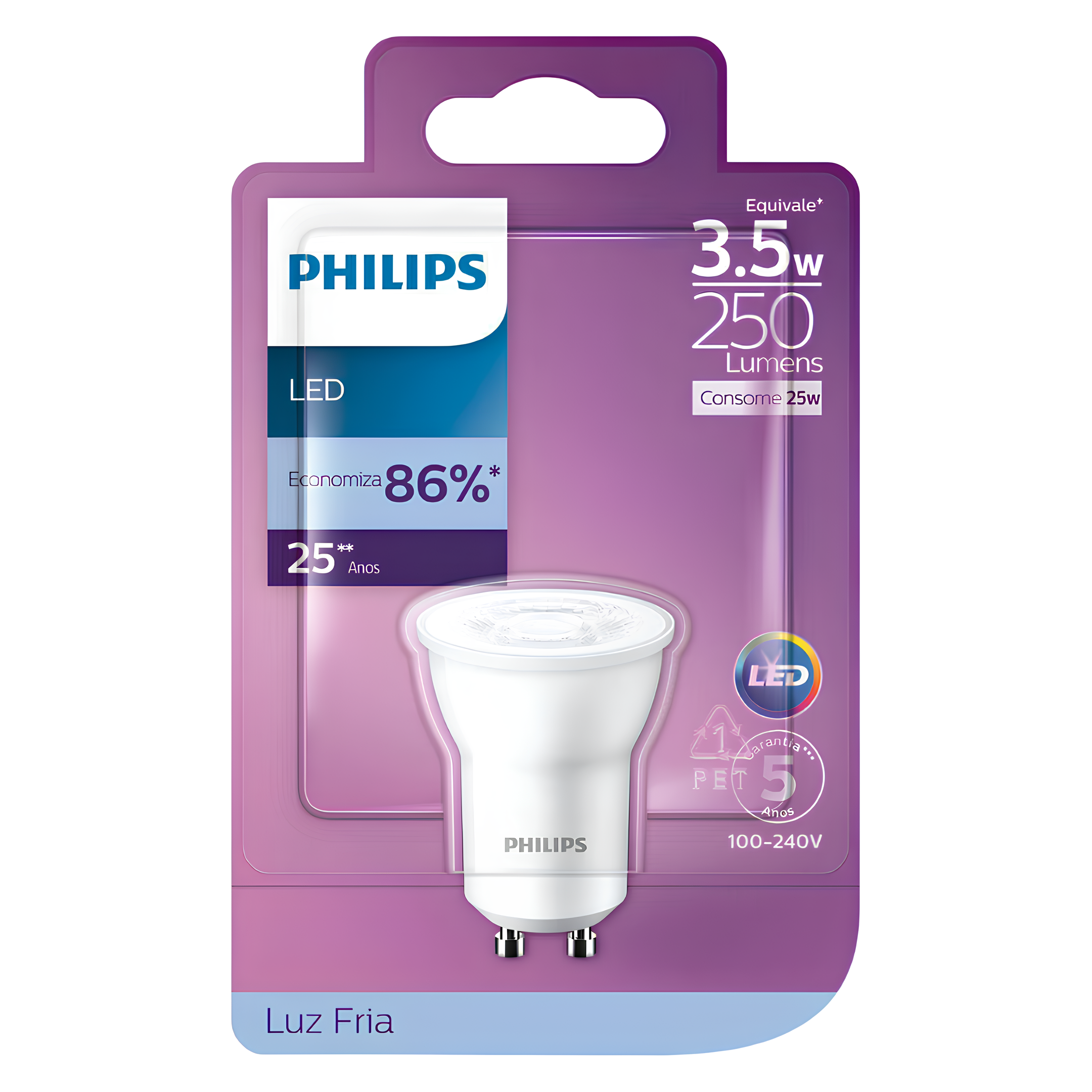 Lampada Led Mini Dicroica 3,5W 250Lm 36° Bivolt Gu10 Philips