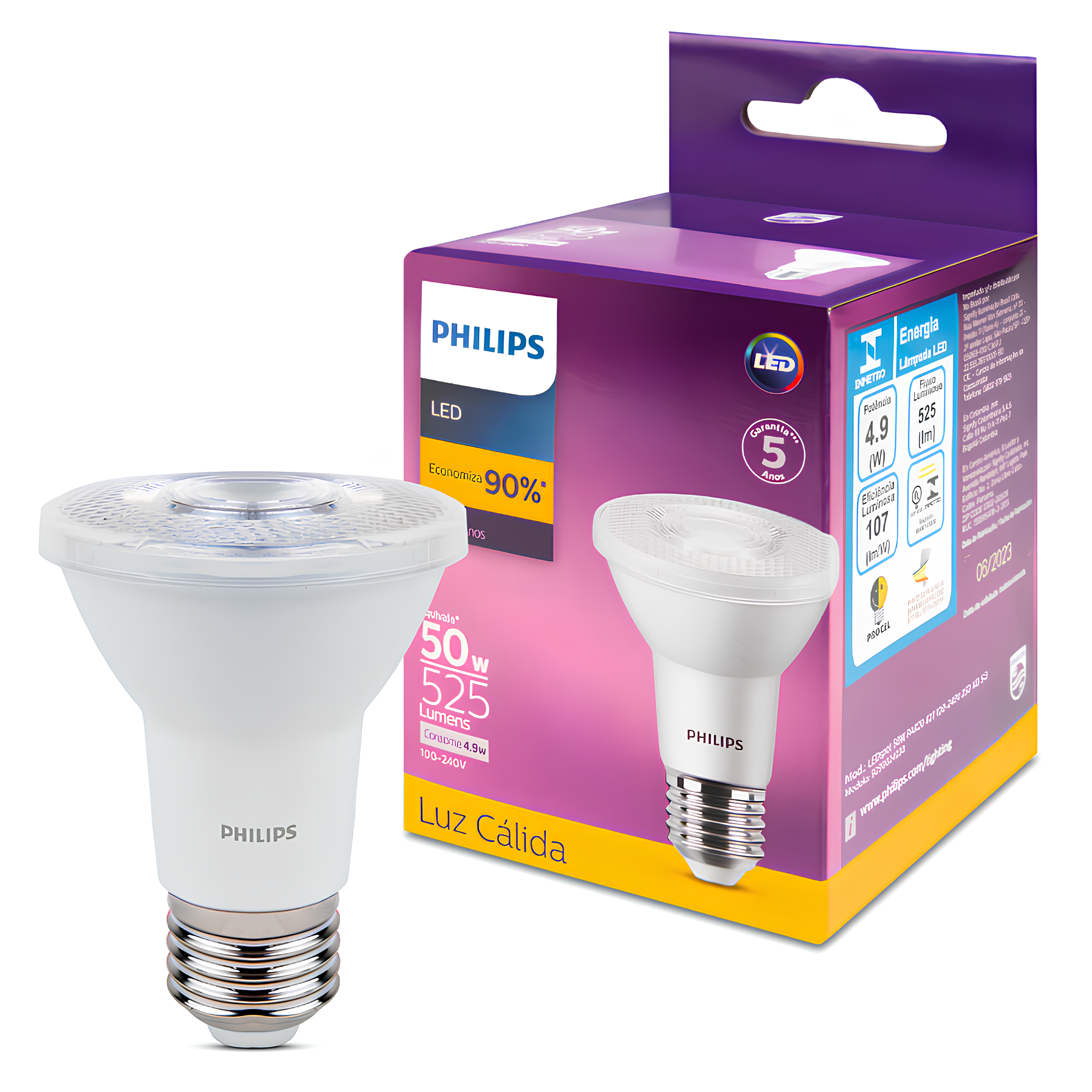 Lampada Led Par20 4,9W 525Lm 25° Bivolt E27 Philips