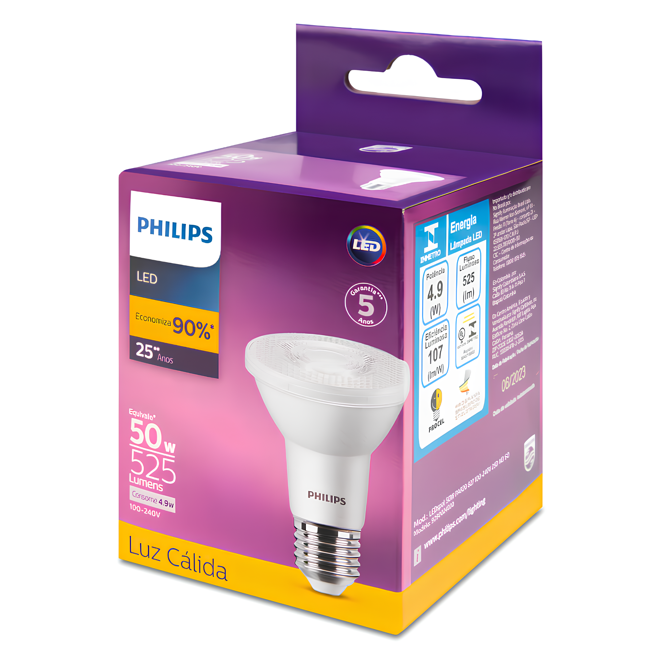 Lampada Led Par20 4,9W 525Lm 25° Bivolt E27 Philips