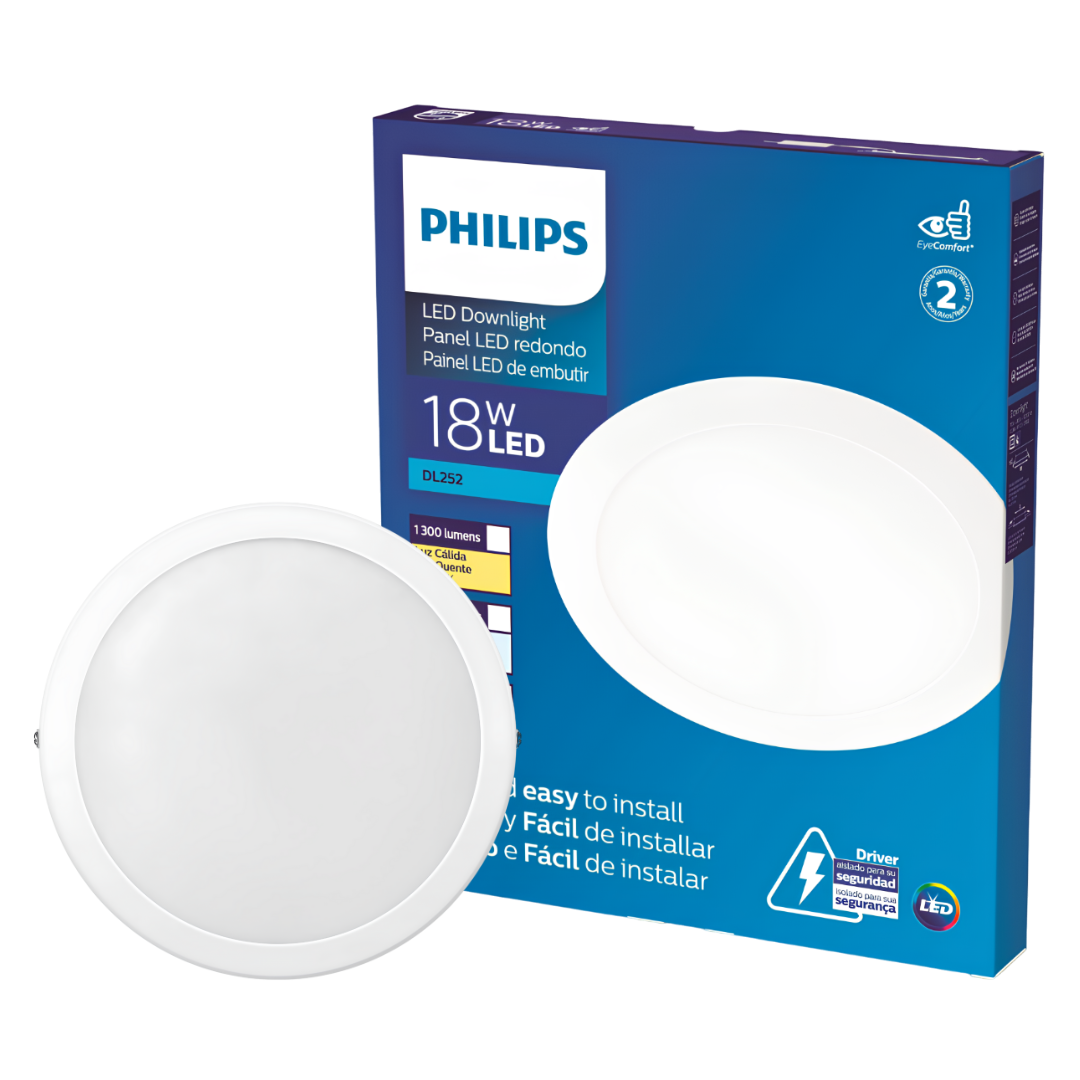 Luminaria Led Redonda Embutir DL252 22,1Cm 18W 1300Lm Philips