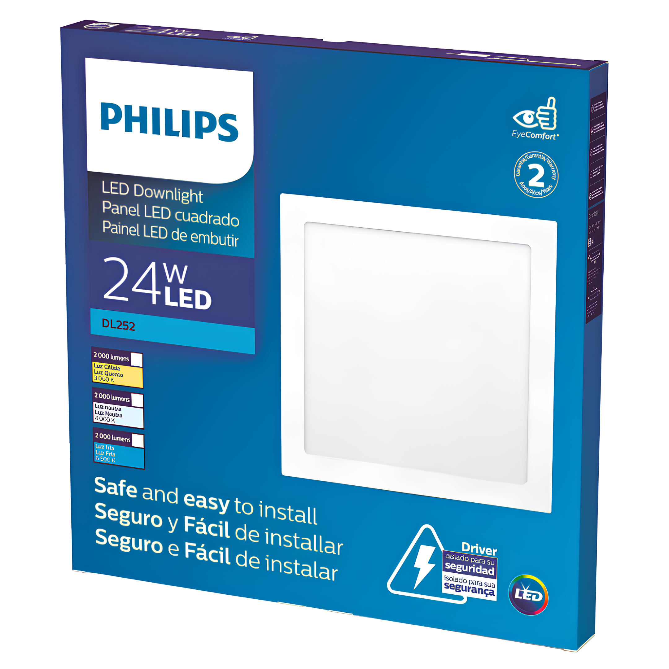 Luminaria Led Embutir Quadrada 24W 2000Lm 29,5Cm DL252 Philips