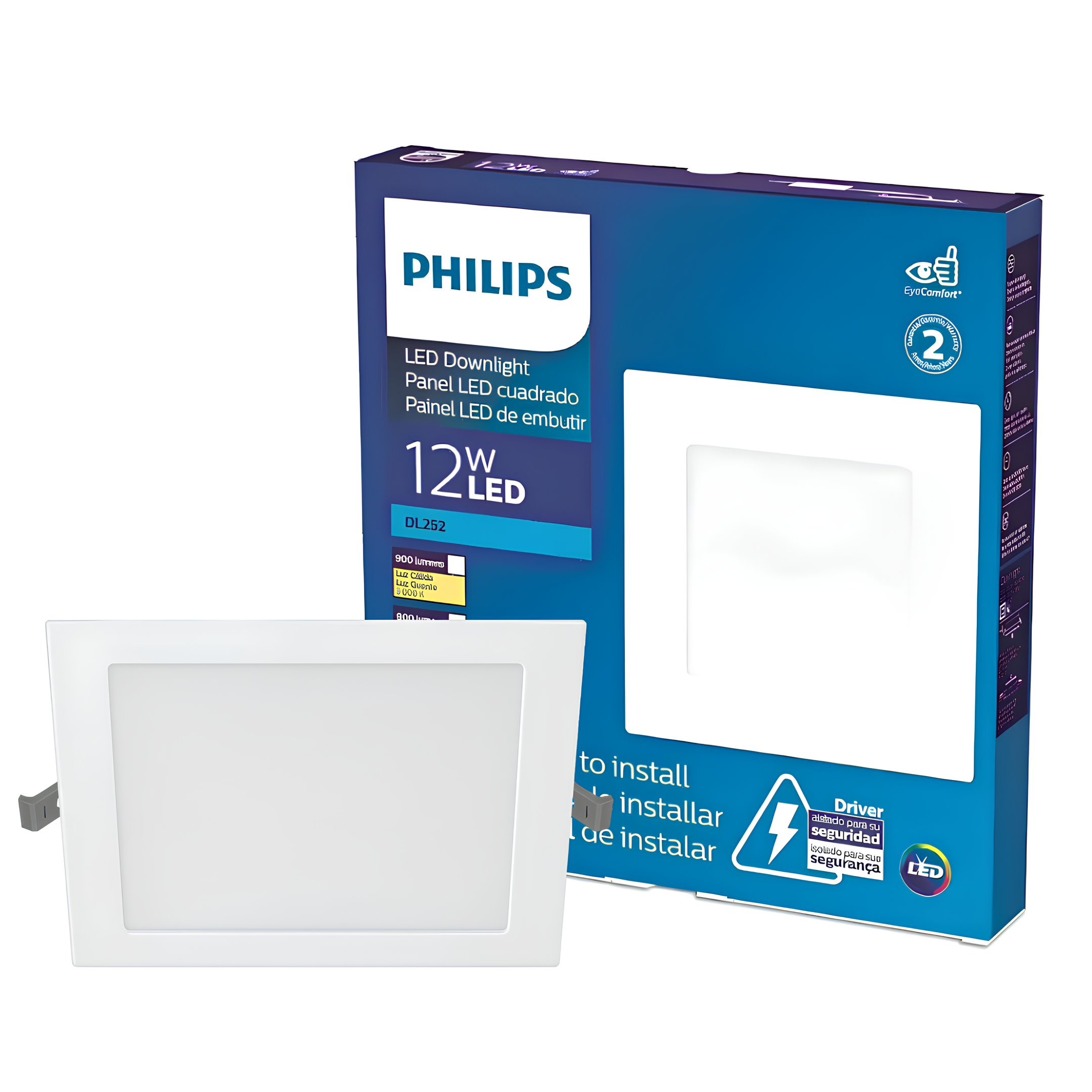 Luminaria Led Quadrada Embutir DL252 16,7Cm 12W 900Lm Philips