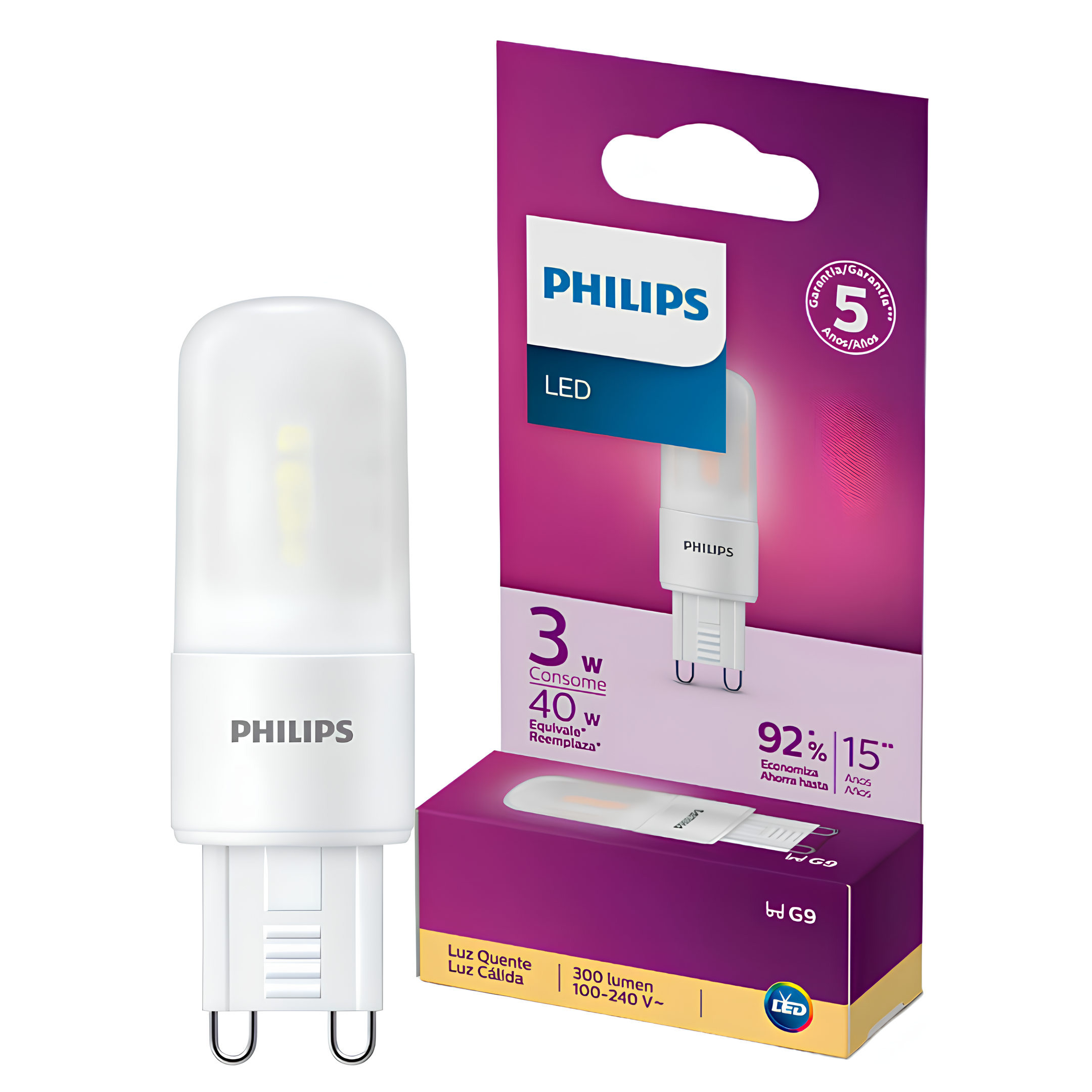 Lampada Led Halopim 3W 2700K 300Lm Bivolt G9 Philips