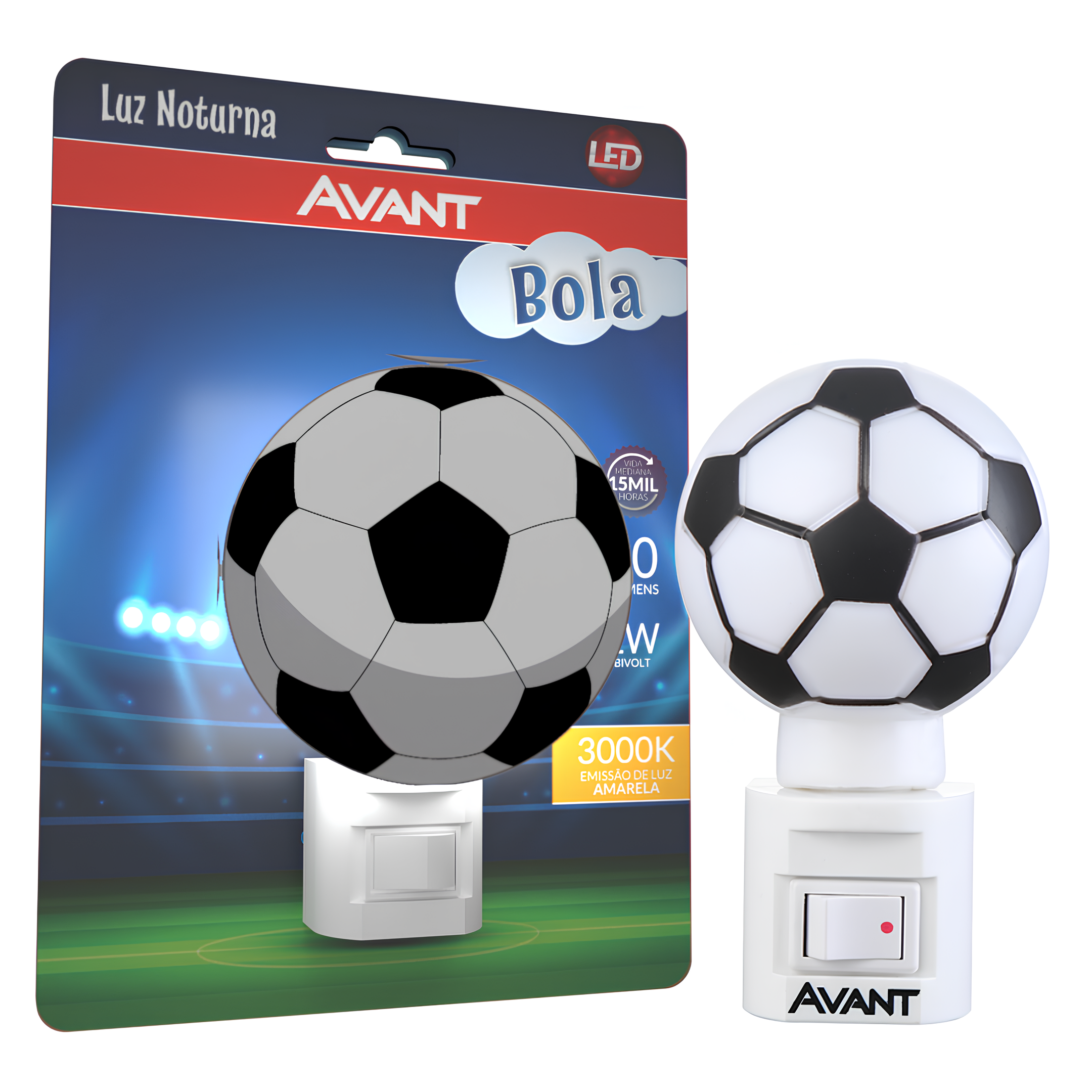 Luminária LED Bola 3000K 1W Bivolt 10,5x6cm 151130575 Avant