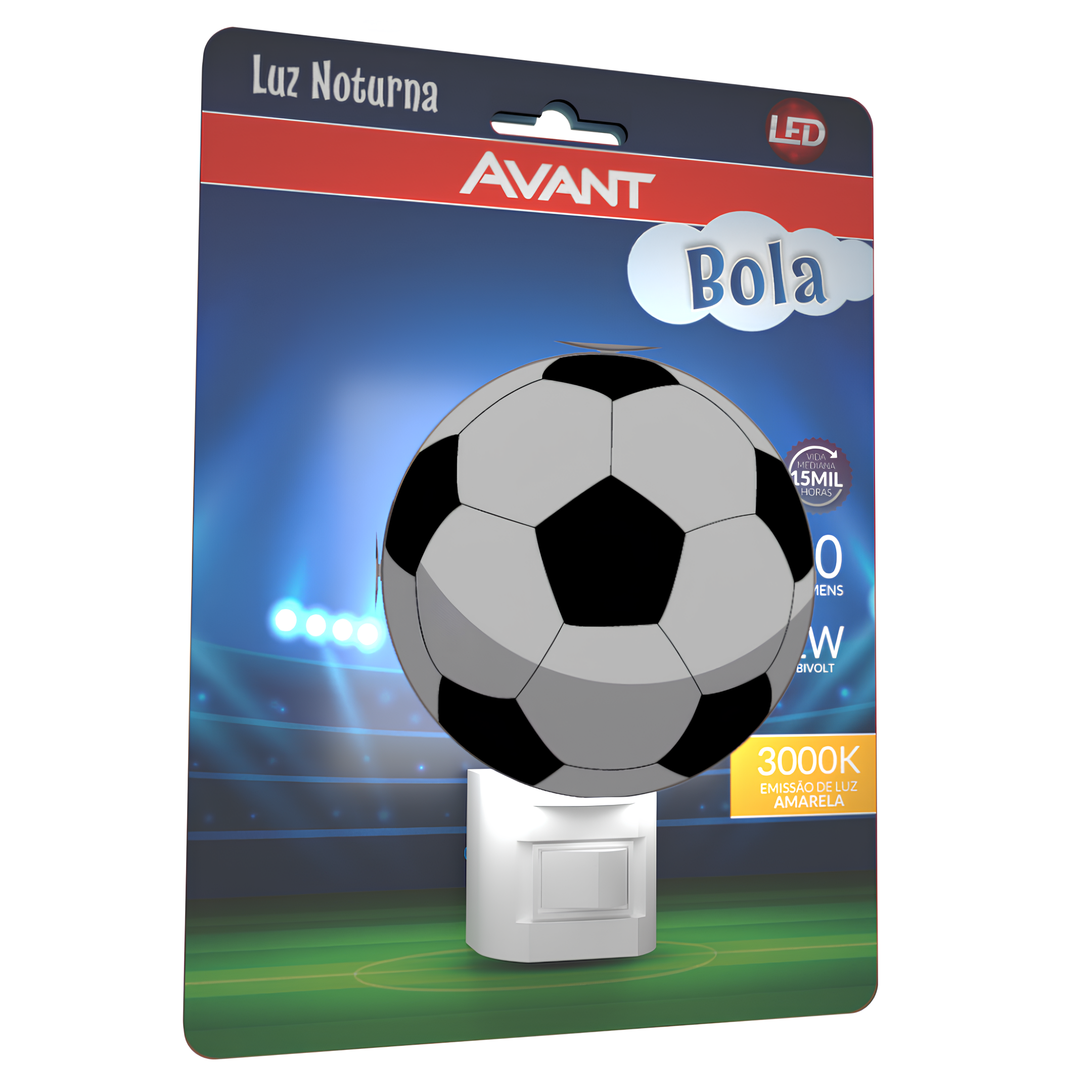 Luminária LED Bola 3000K 1W Bivolt 10,5x6cm 151130575 Avant