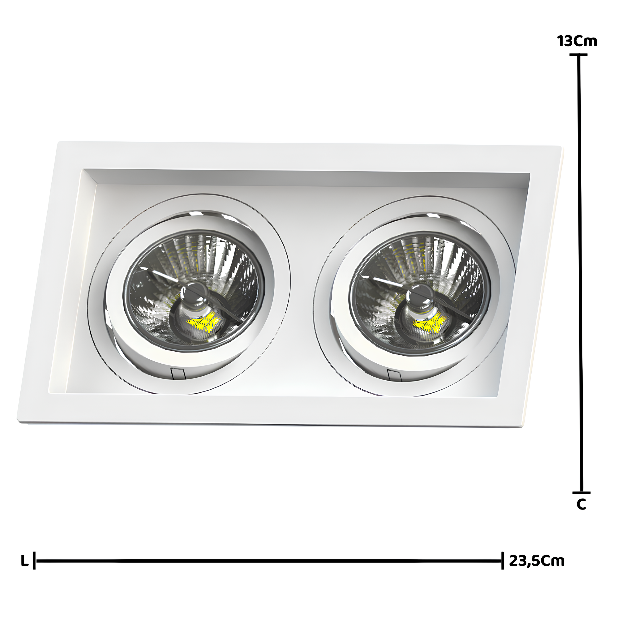 Spot Retangular Embutir Recuado 2x Ar70 Branco 13x23,5x3,5Cm Saveenergy