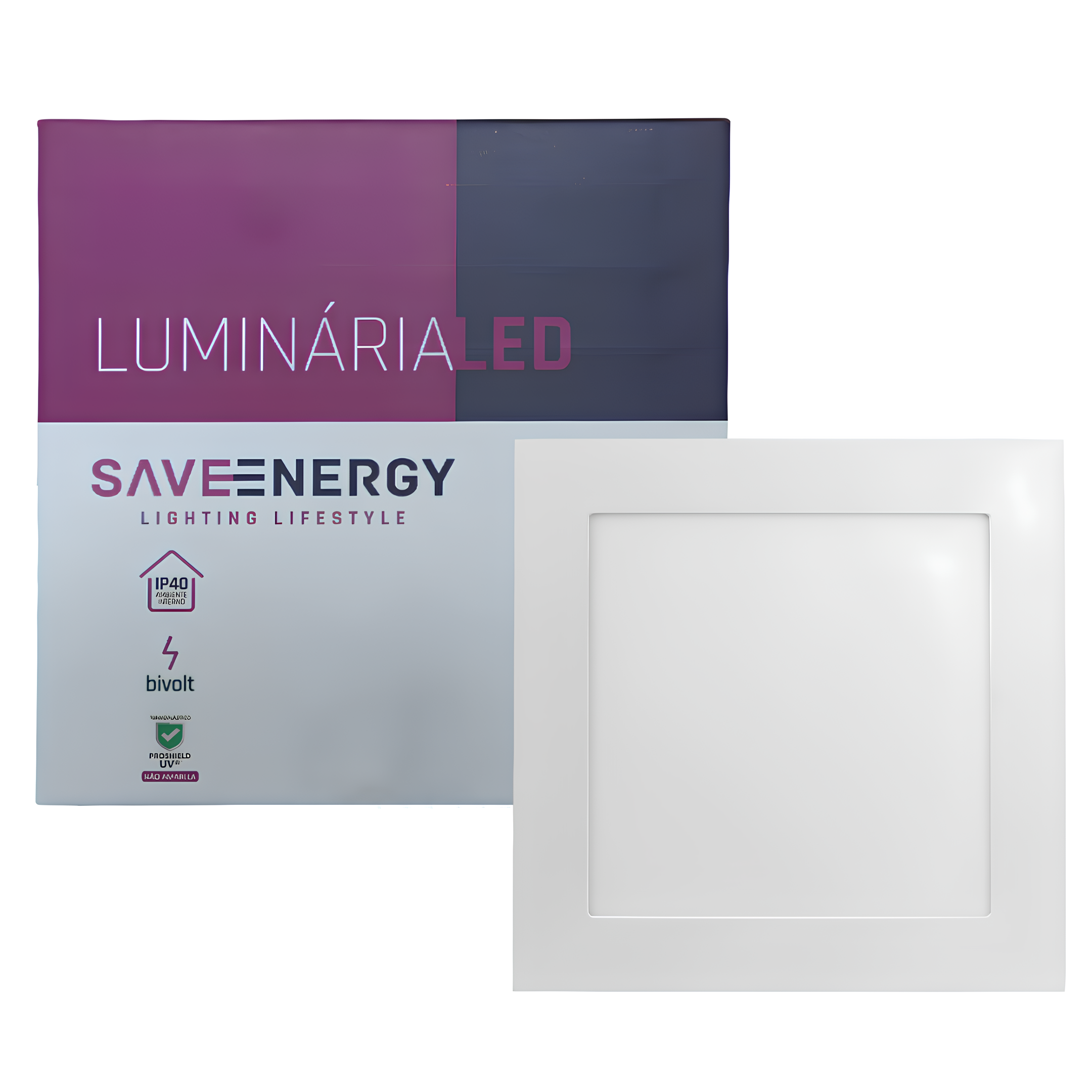 Luminaria Led Quadrada Embutir 40Cm 36W 2300Lm Bivolt Saveenergy