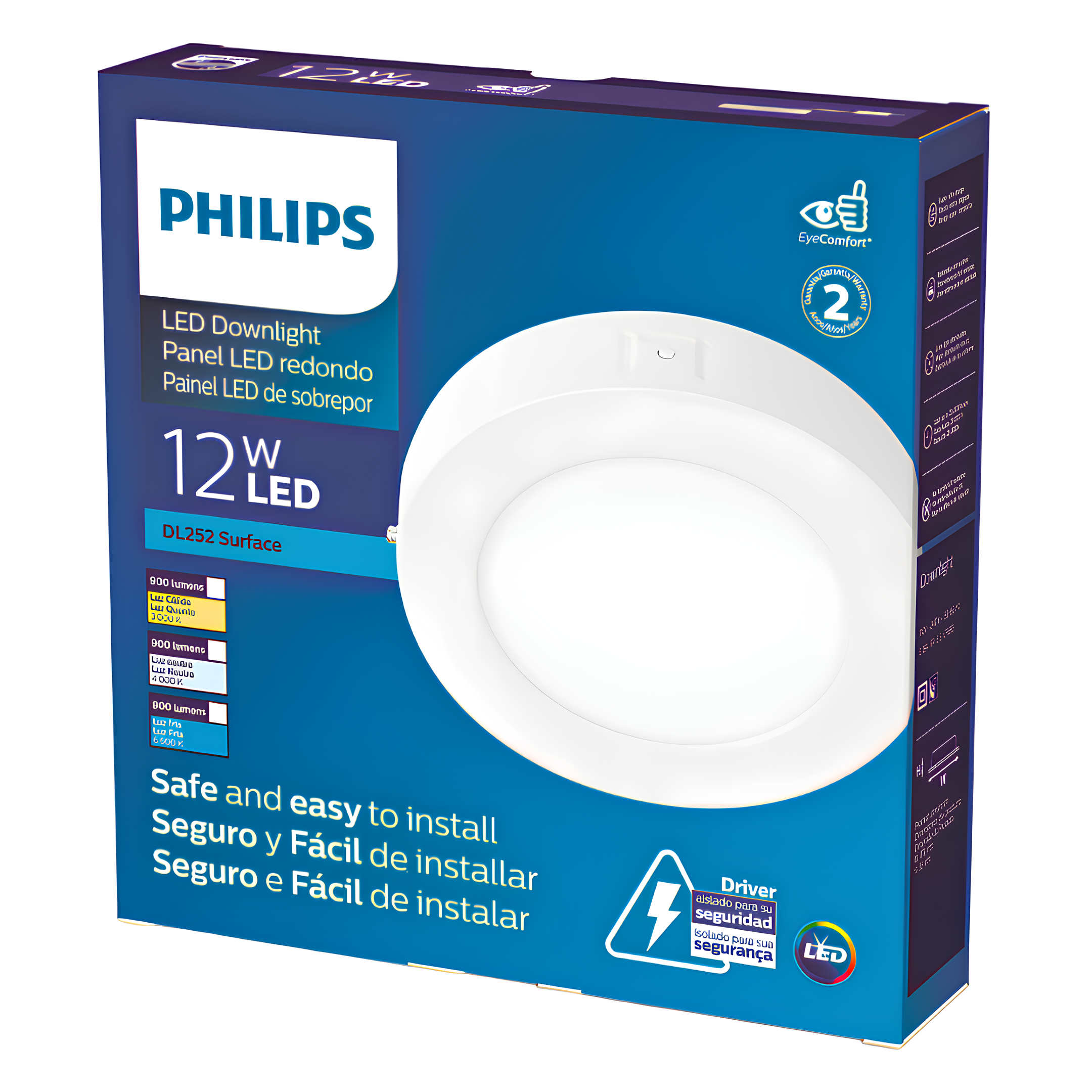 Luminaria Led Sobrepor Redonda DL252 16,1Cm 12W 400Lm Philips