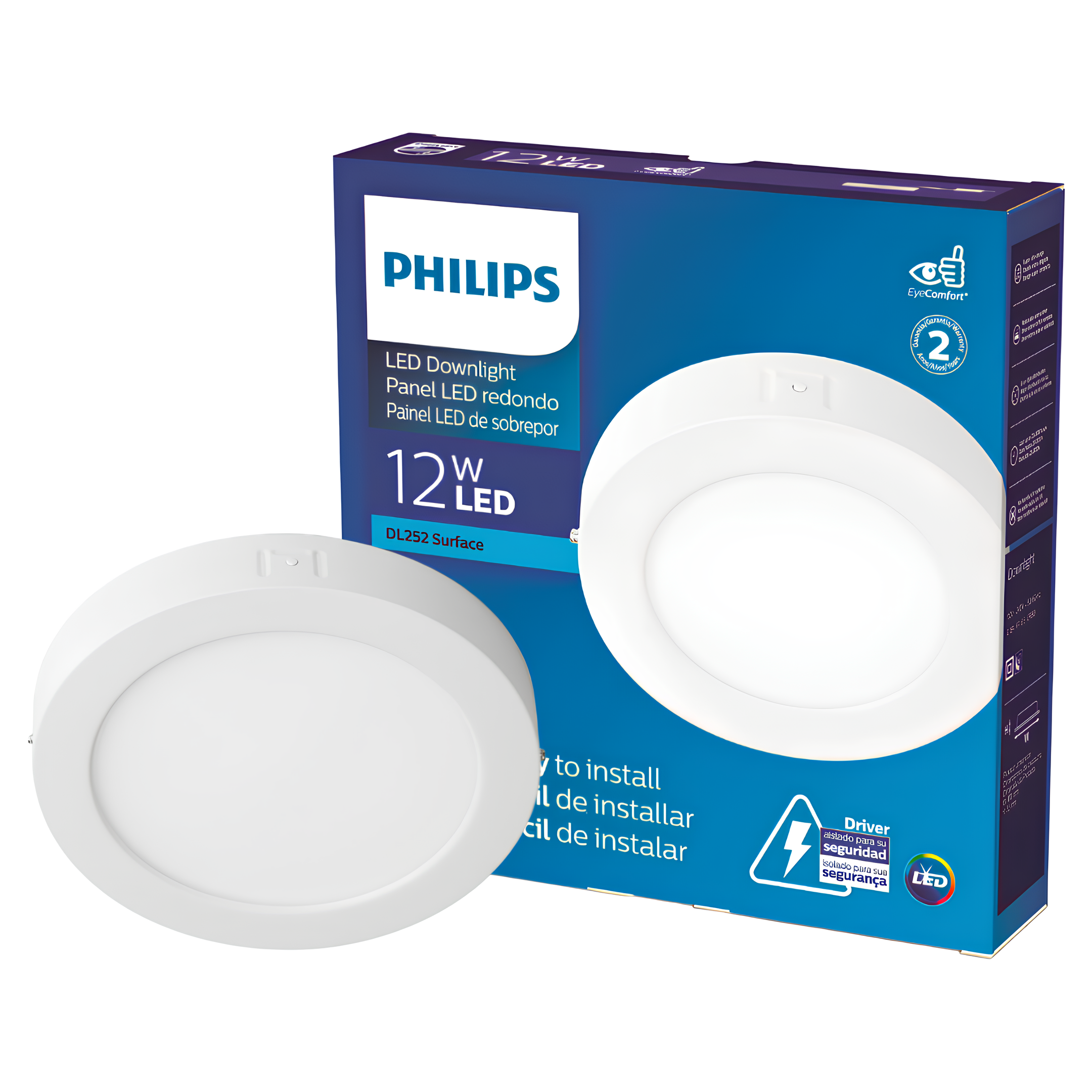 Luminaria Led Sobrepor Redonda DL252 16,1Cm 12W 400Lm Philips