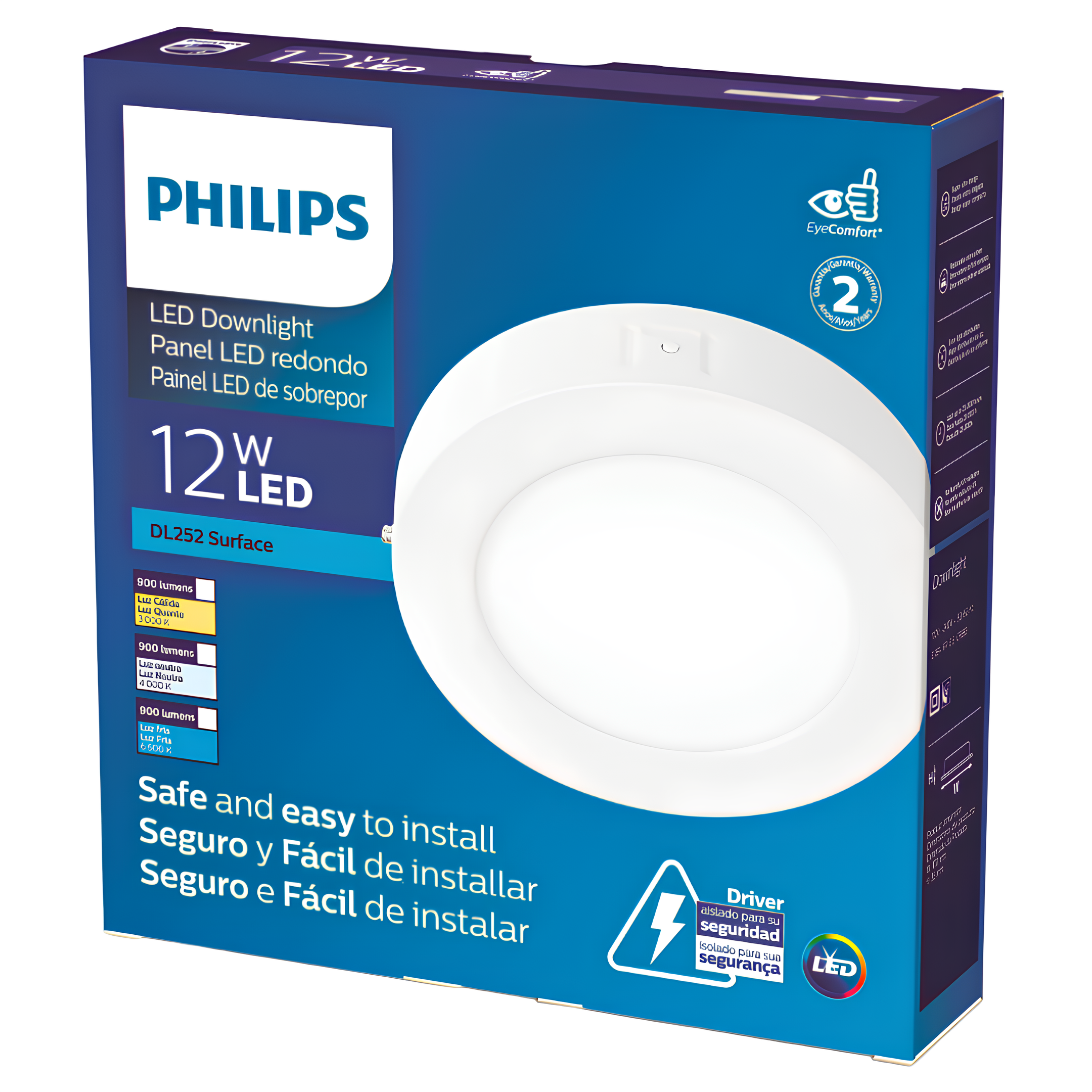 Luminaria Led Sobrepor Redonda DL252 16,1Cm 12W 400Lm Philips