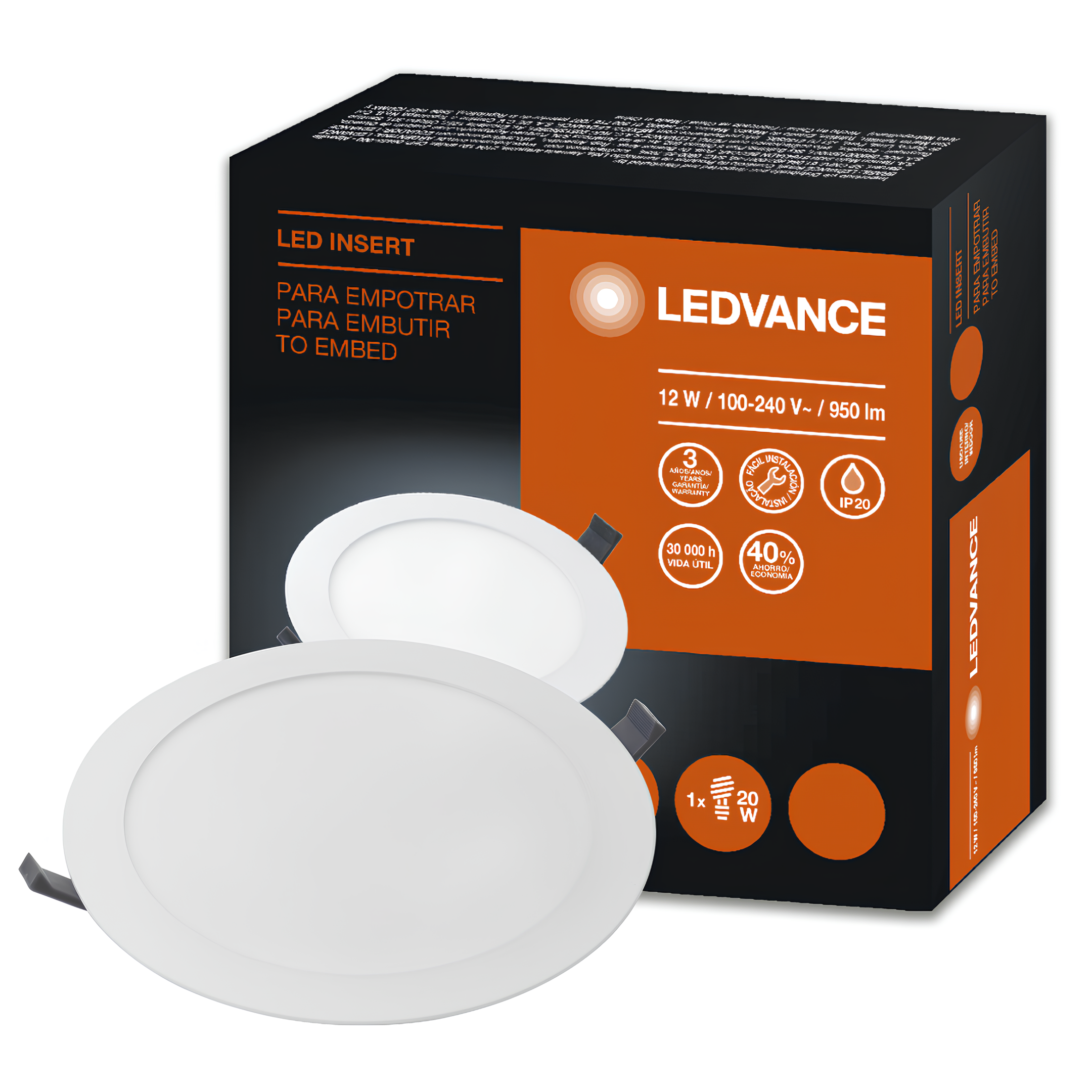 Luminaria Led Redonda Embutir 12W 950Lm 36° Ip20 Bivolt Ledvance