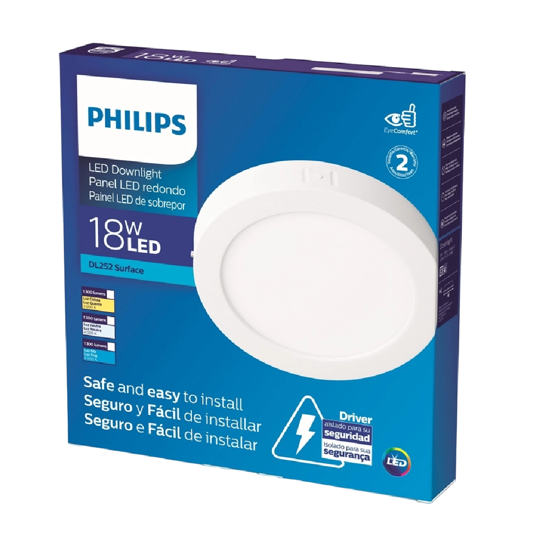 Luminaria Led Redonda Sobrepor DL252 21Cm 18W 1300Lm Philips