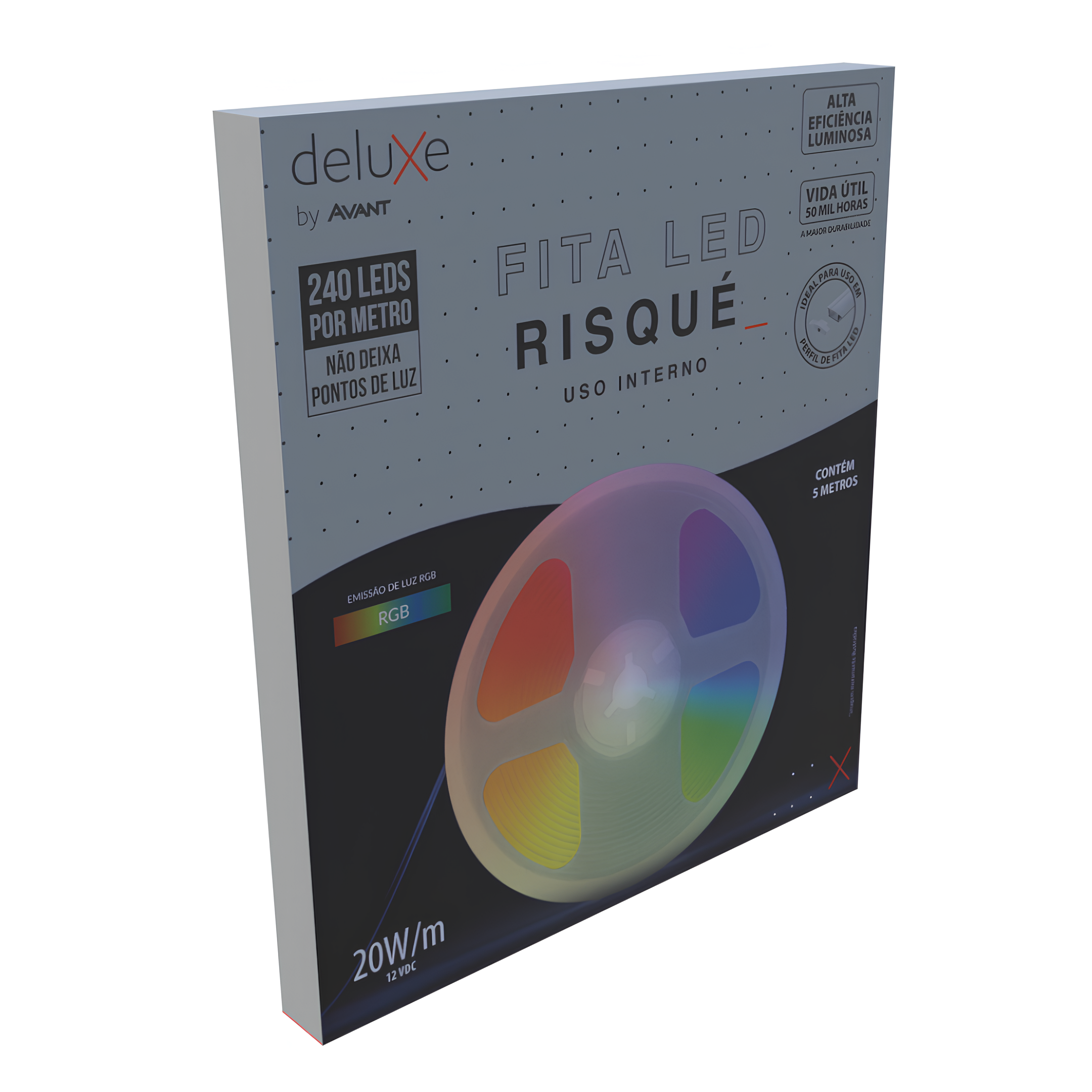 Fita Led Interna Risque 5M 20W Rgb 12V Ip20 Deluxe Avant