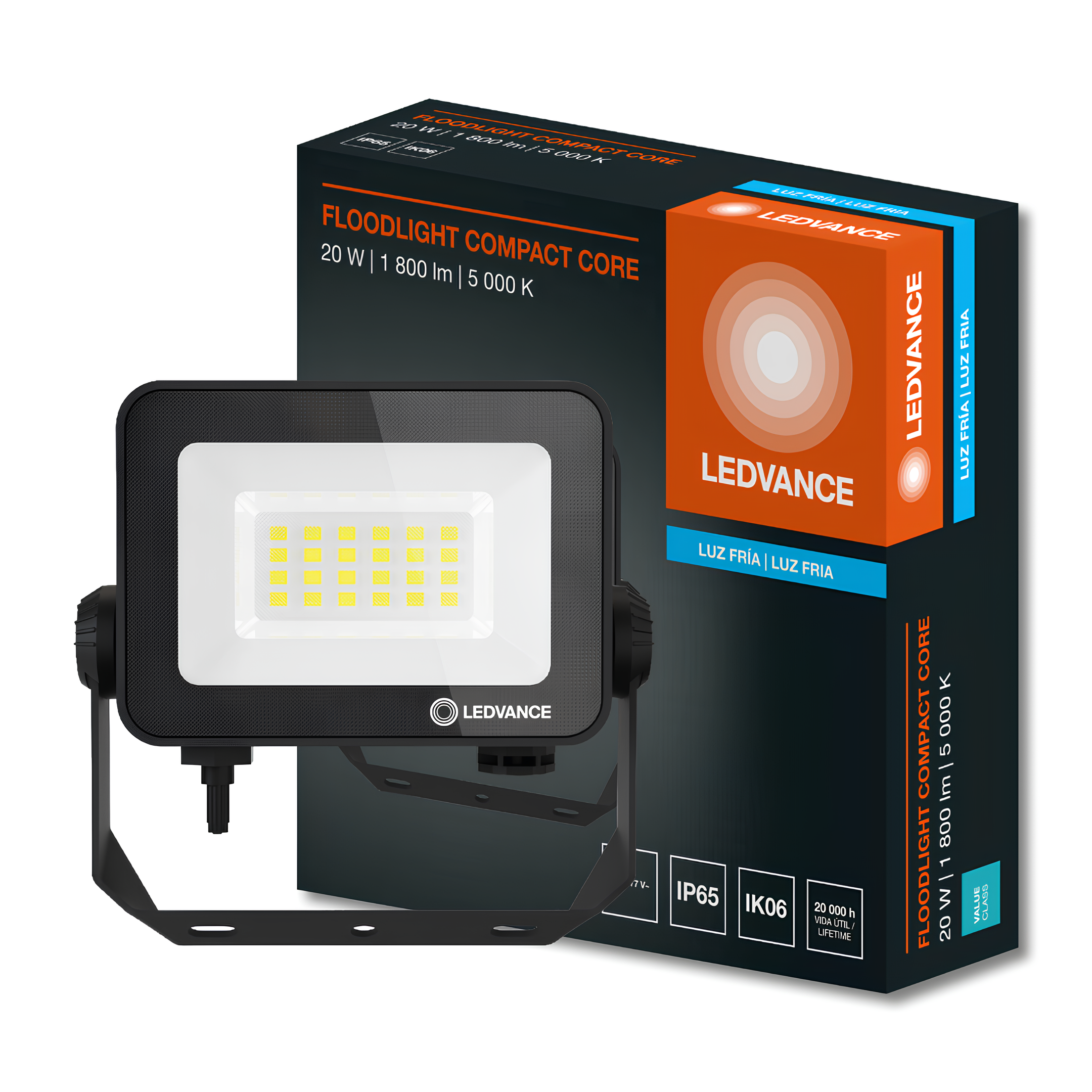 Refletor Floodlight Compact Preto 20W Ip65 Bivolt Ledvance