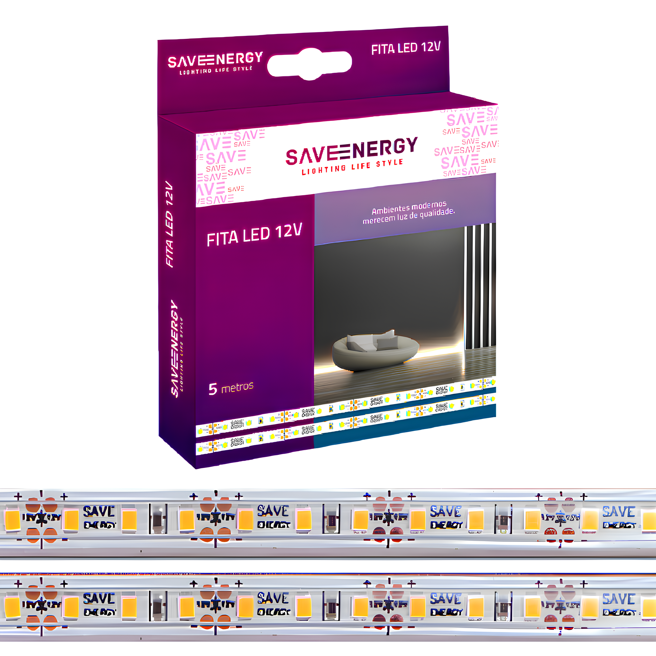 Fita Led 5 Metros 18W/m 1800Lm/m 120° Ip65 12V Saveenergy