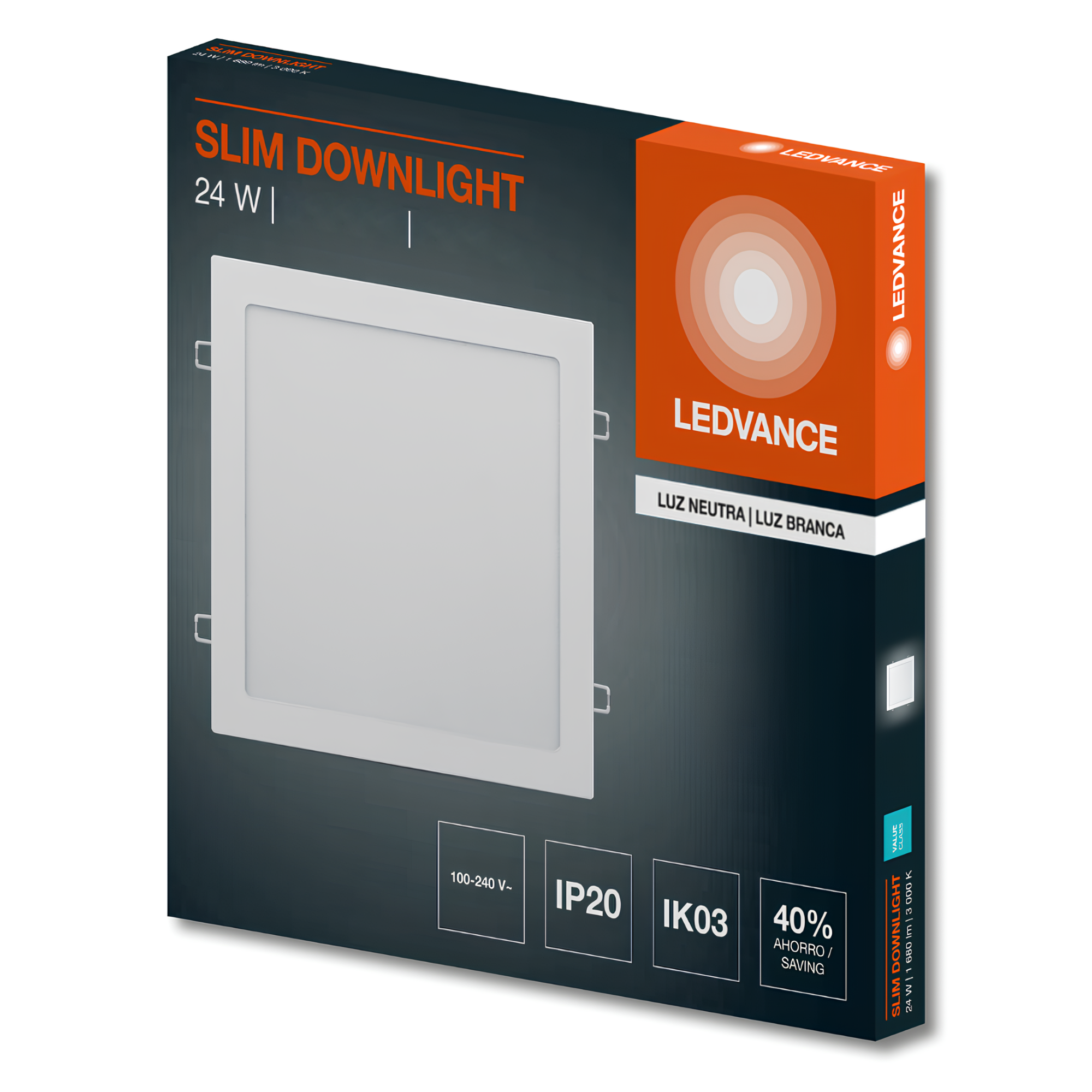 Luminaria Led Embutir Quadrada Slim 30Cm 24W 1680Lm Ledvance