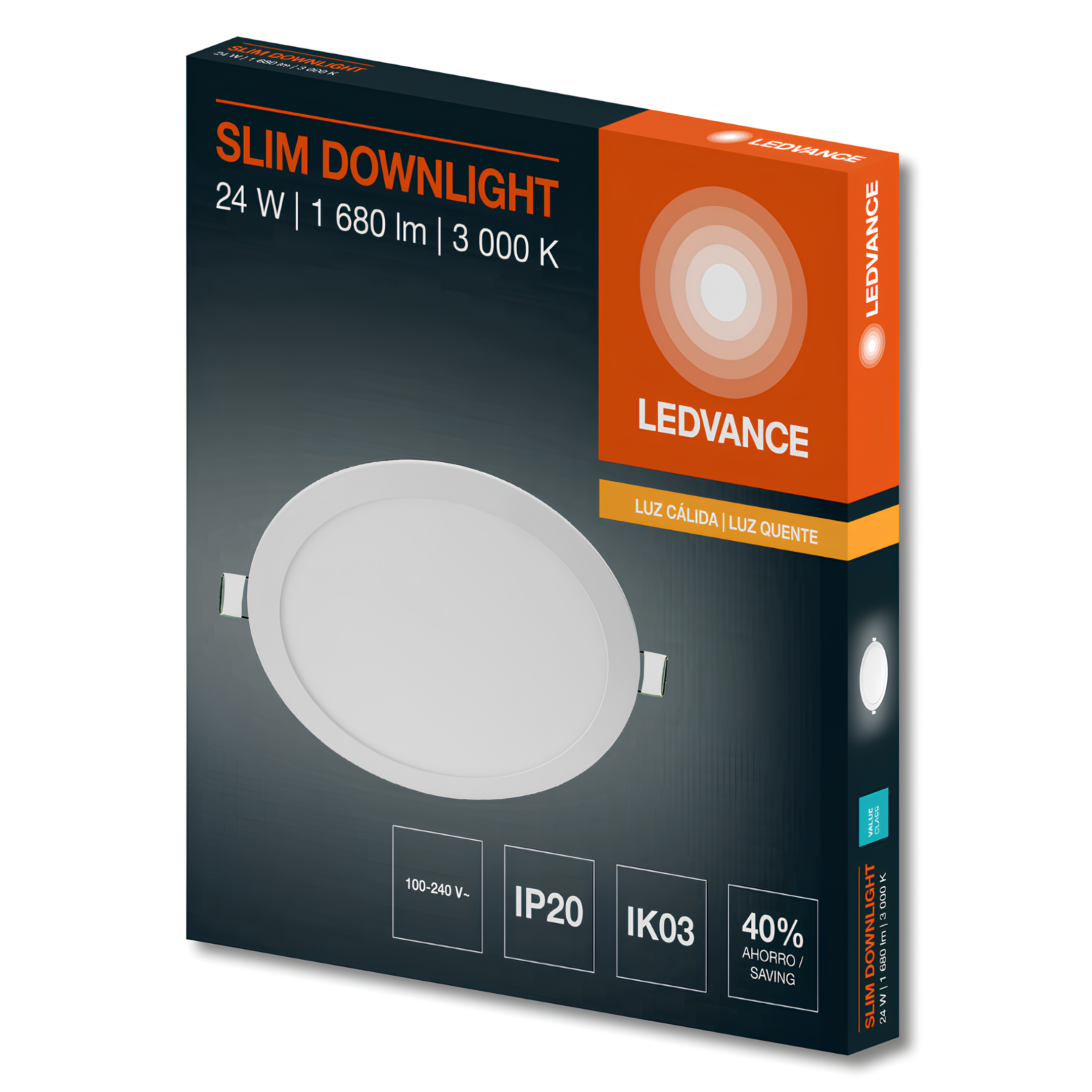 Luminaria Embutir Redonda Downlight 30Cm 24W 1800Lm Ledvance