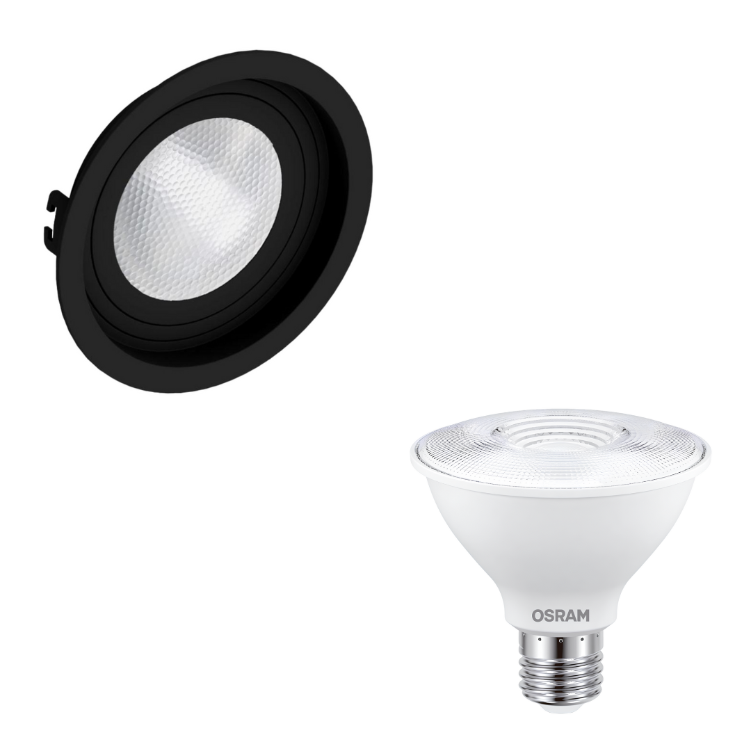 Spot Led Redondo Recuado Preto Par30 9,5W 900Lm Ip20 Osram