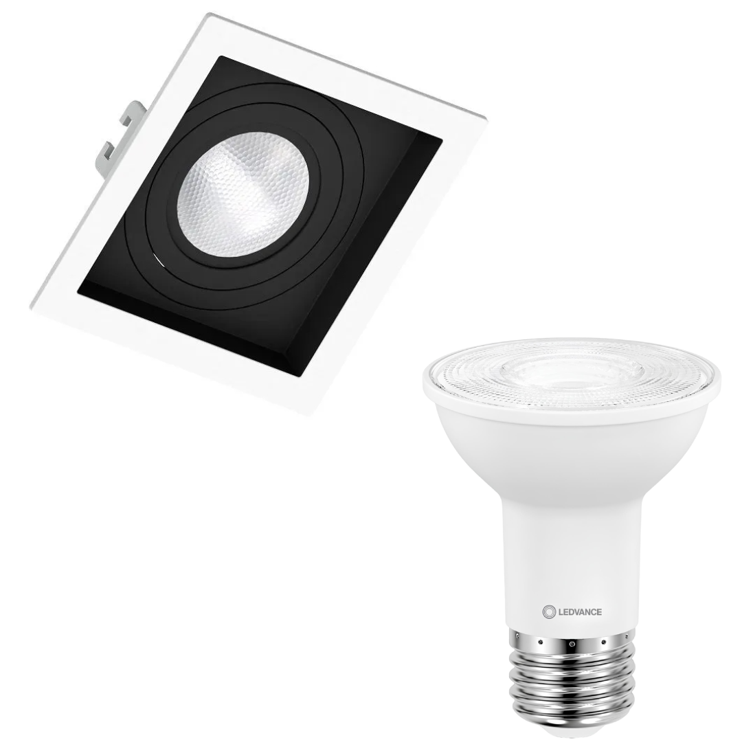 Spot Led Quadrado Recuado Br/Pt Par20 5,5W 525Lm Ledvance