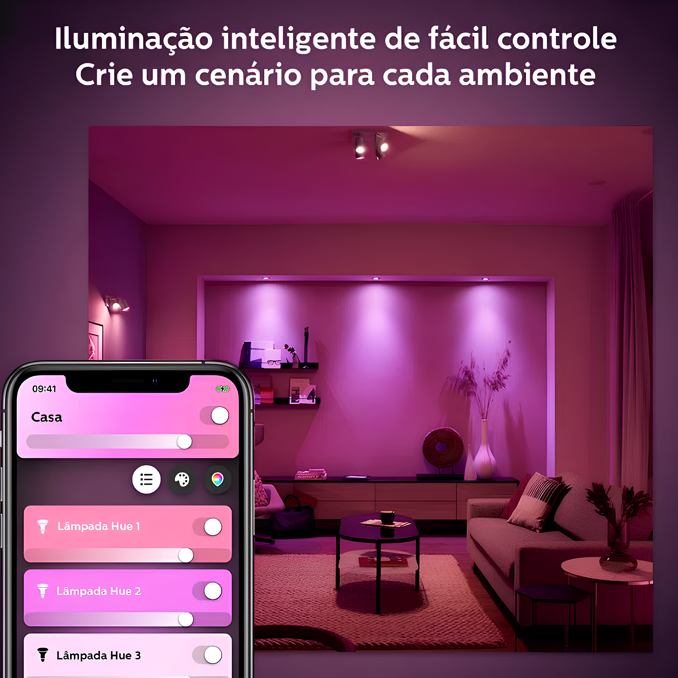 Spot Quadrado Recuado Dicroica Chumbo 6W Rgb 36° Philips Hue