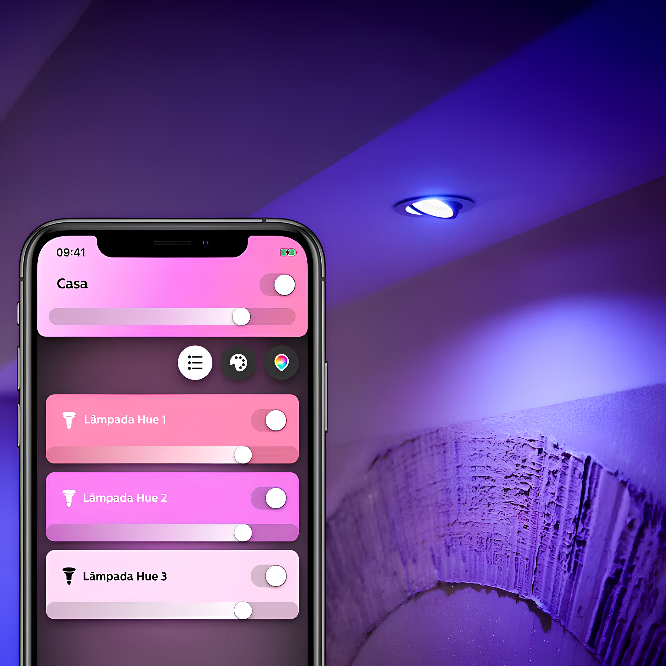 Spot Quadrado Recuado Dicroica Preto 6W Rgb 36° Philips Hue