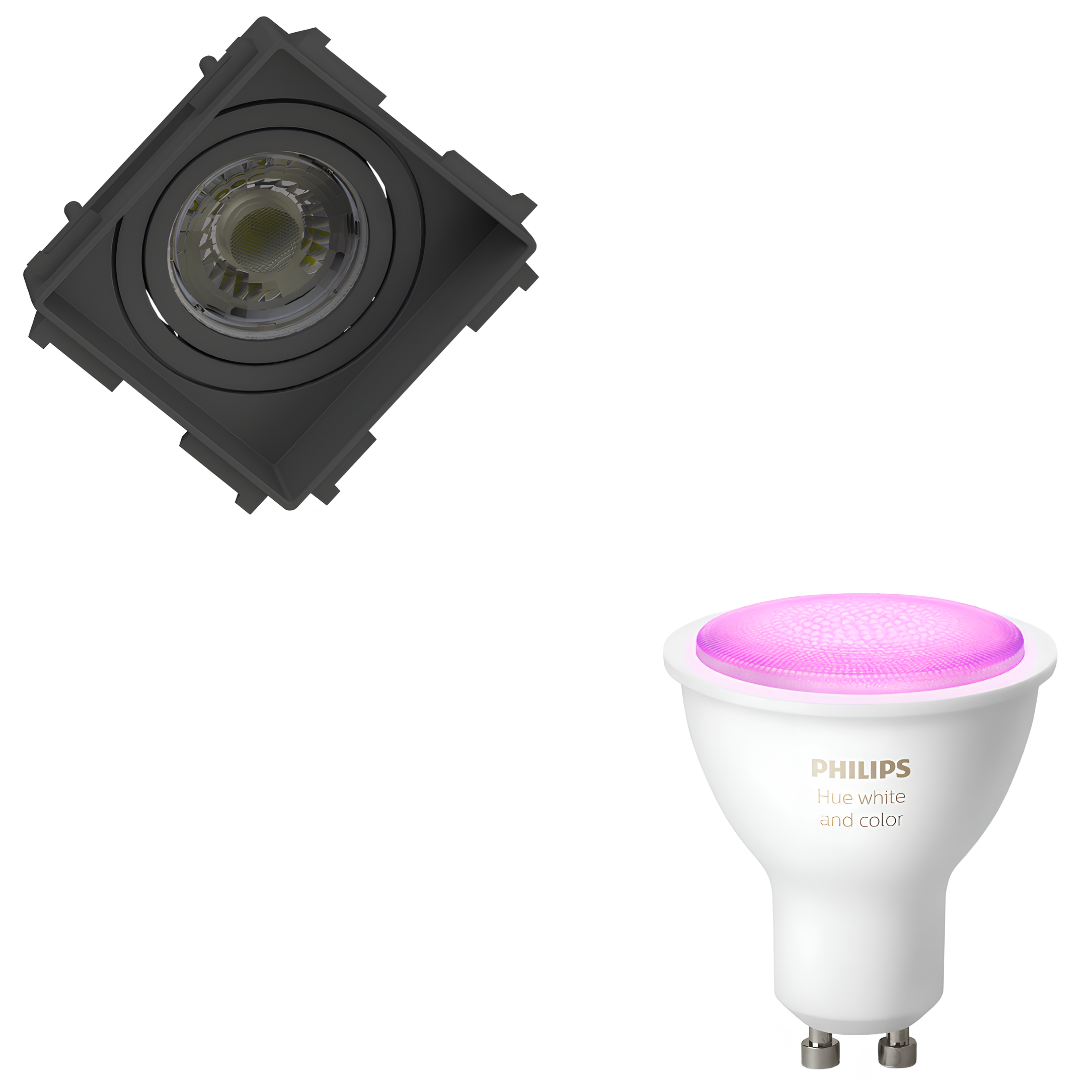 Spot Quadrado No Frame Dicroica Pt 6W Rgb 36° Philips Hue