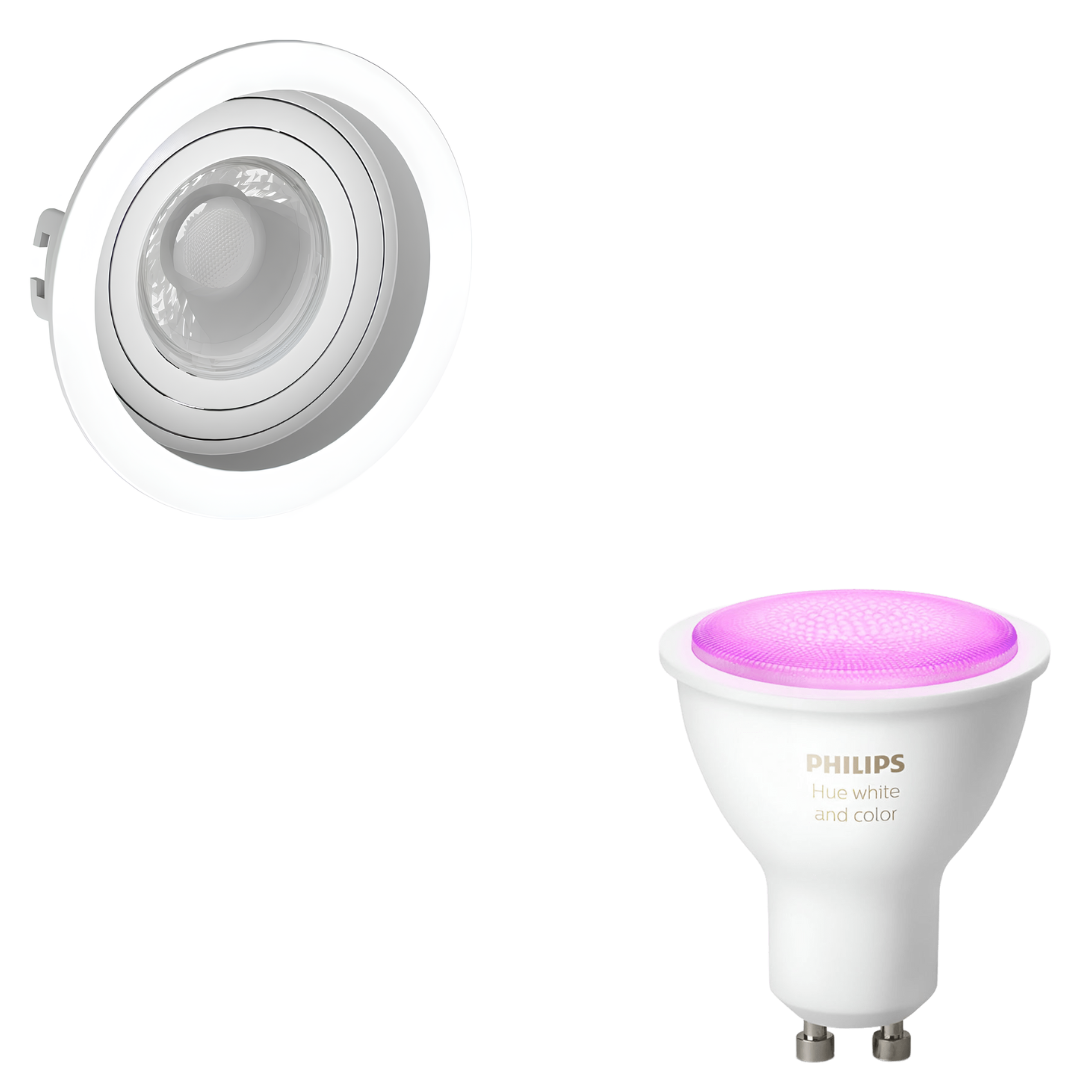 Spot Redondo Recuado Dicroica Branco 6W Rgb 36° Philips Hue