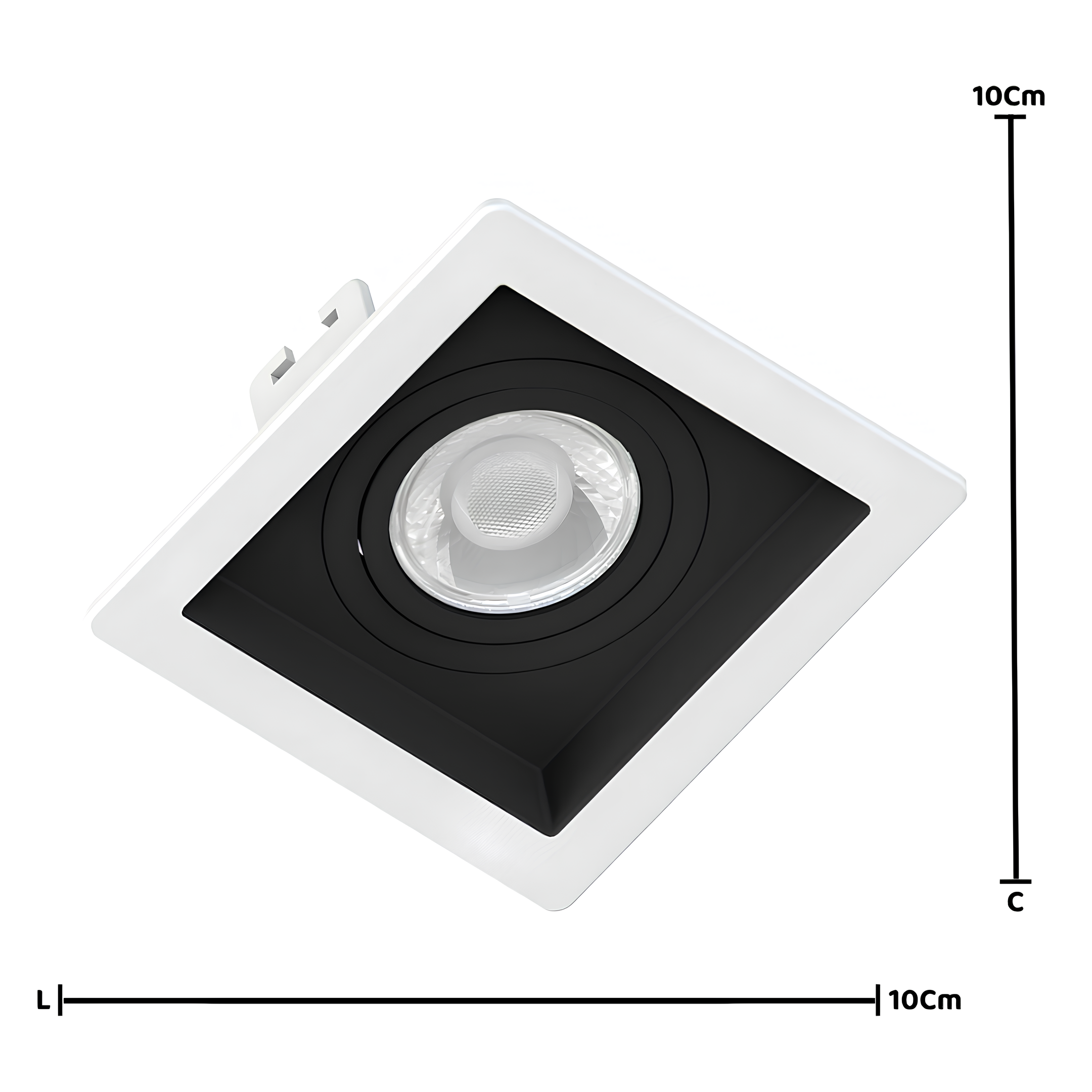 Spot Led Quadrado Embutir Par16 Dicroica Borda Branco Recuo Preto 6W Rgb 36° Gu10 Philips Hue