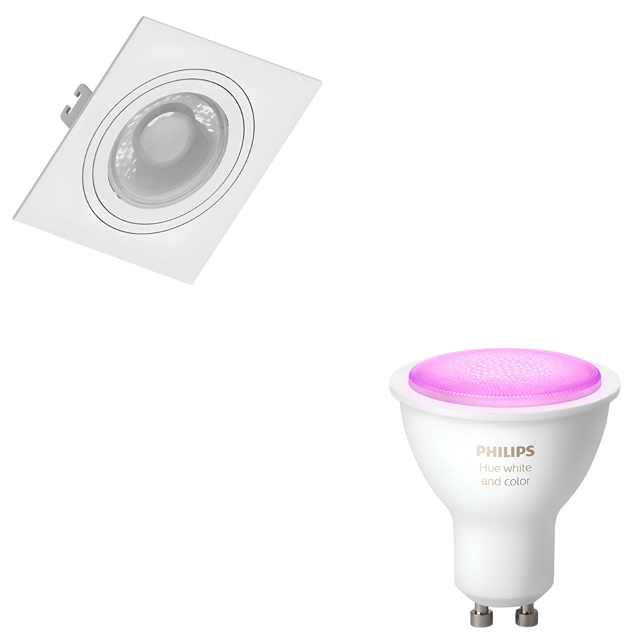 Spot Quadrado Embutir Dicroica Branco 6W Rgb 36° Philips Hue