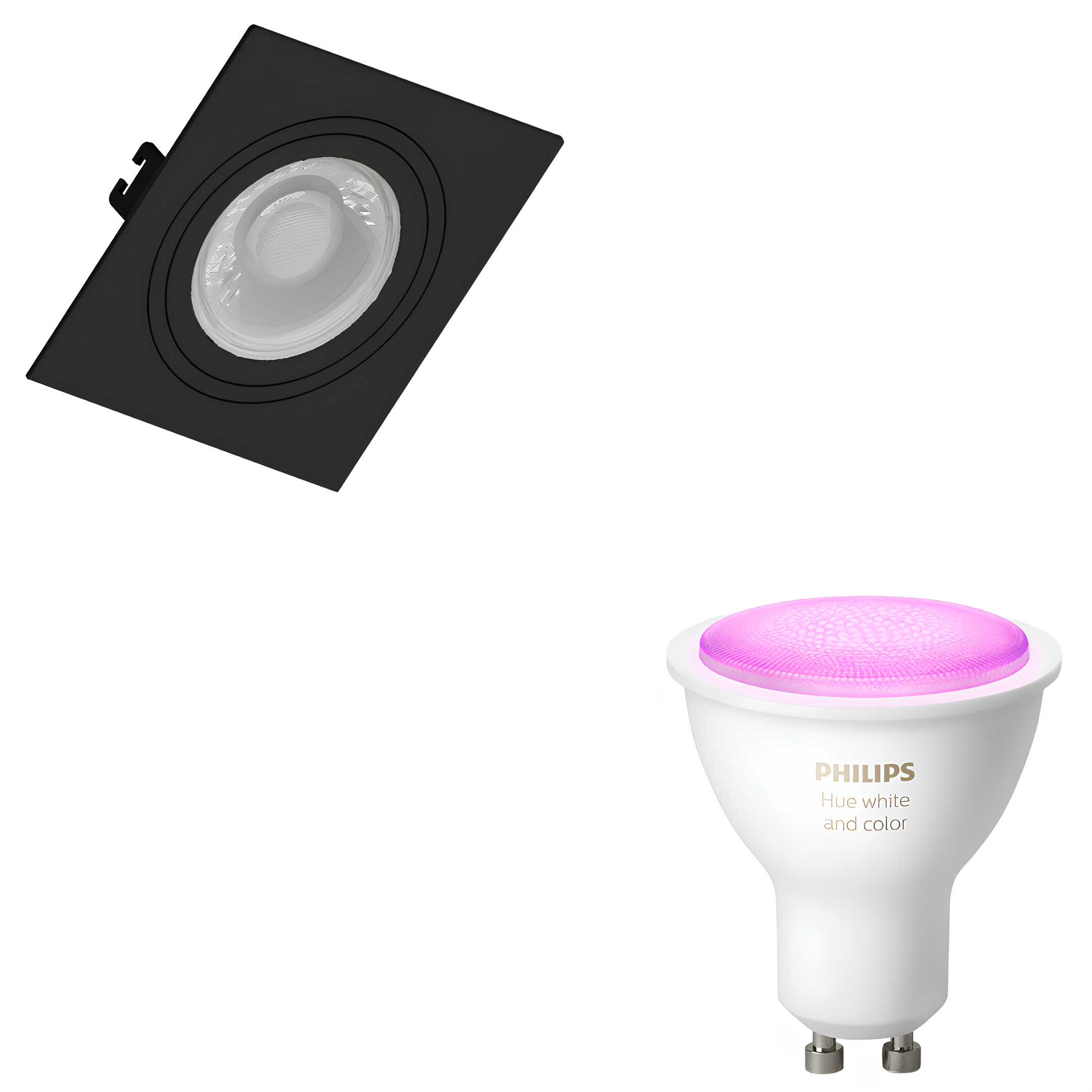 Spot Quadrado Embutir Dicroica Preto 6W Rgb 36° Philips Hue