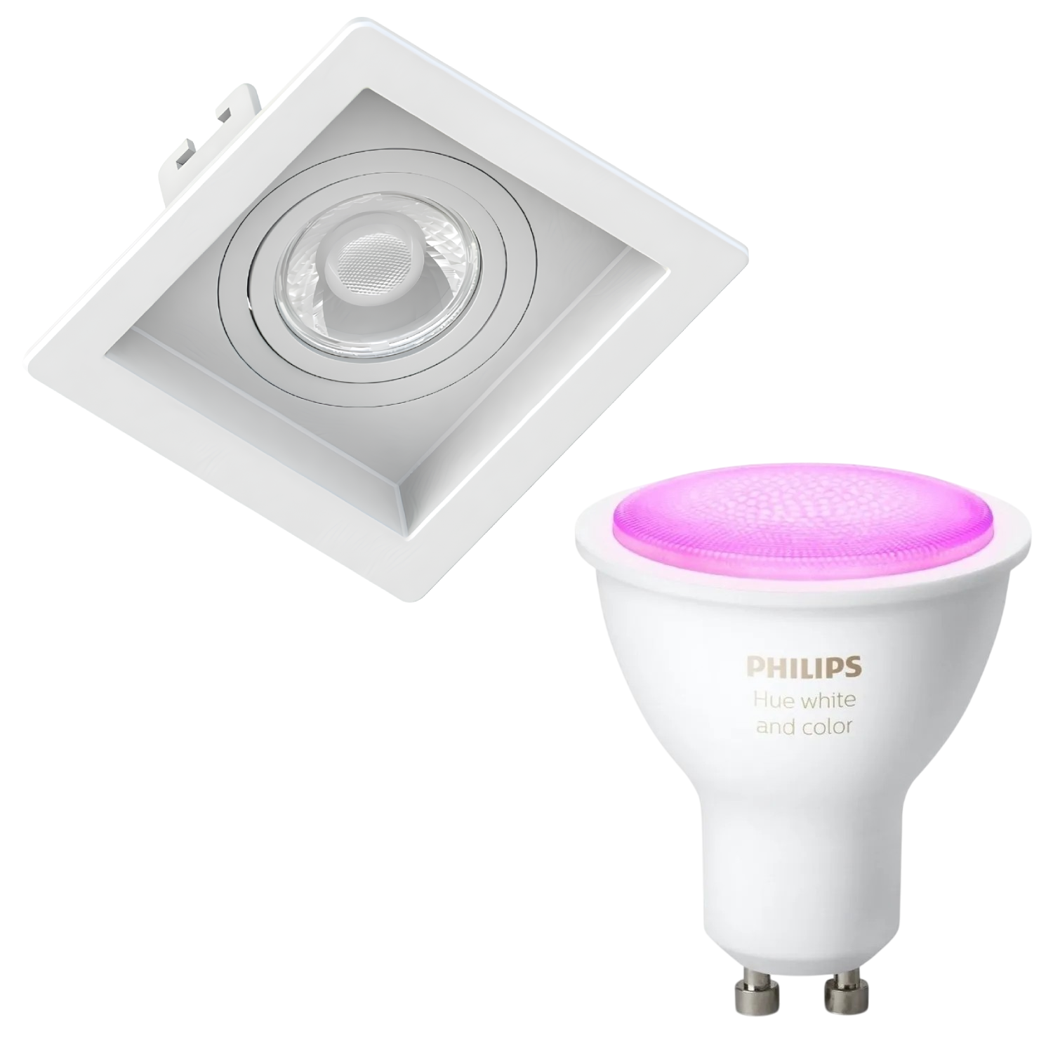 Spot Quadrado Recuado Dicroica Branco 6W Rgb 36° Philips Hue