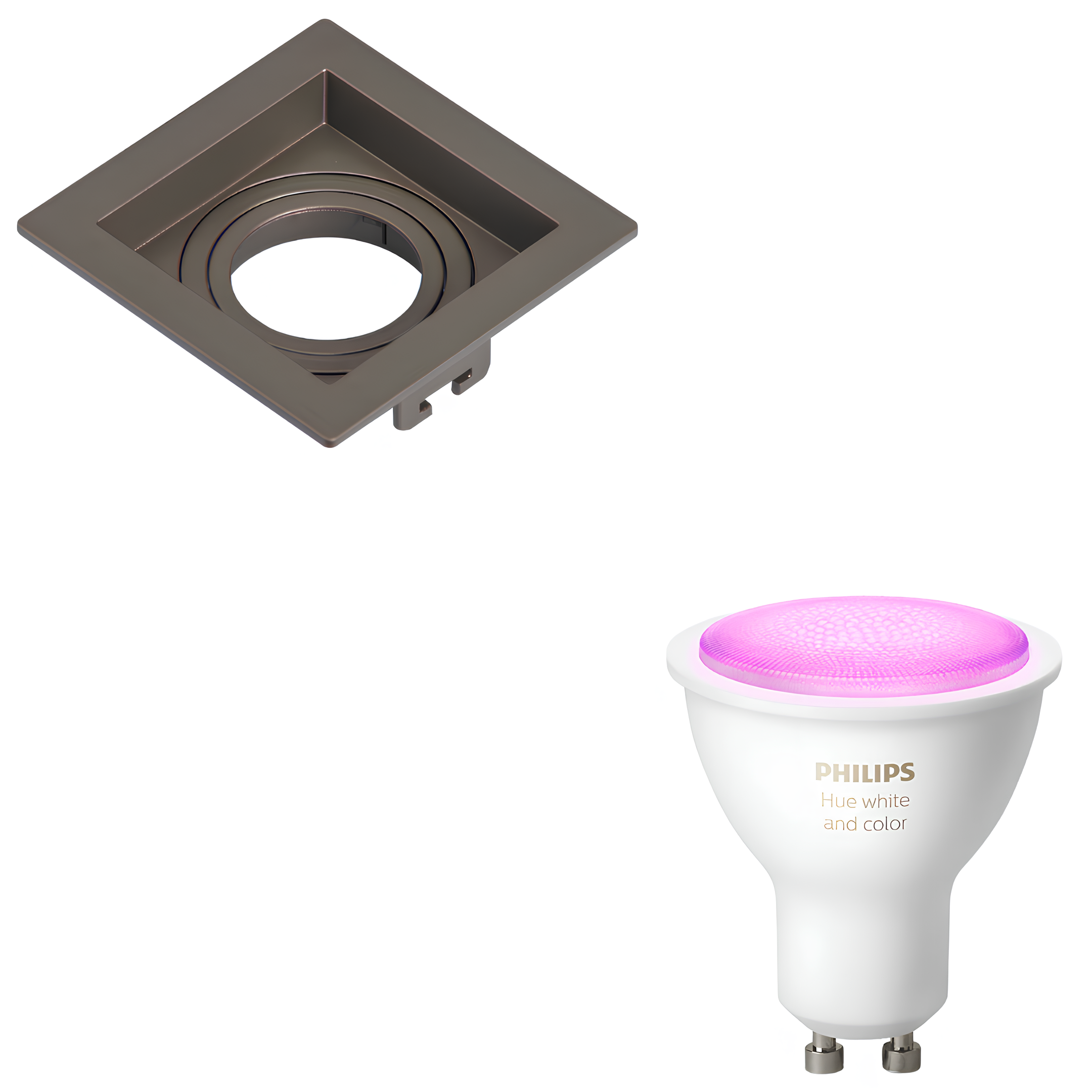 Spot Quadrado Recuado Dicroica Chumbo 6W Rgb 36° Philips Hue