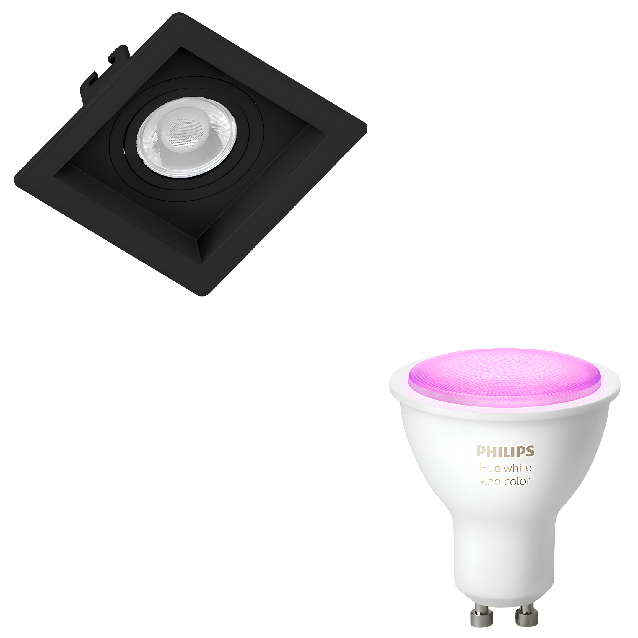 Spot Quadrado Recuado Dicroica Preto 6W Rgb 36° Philips Hue