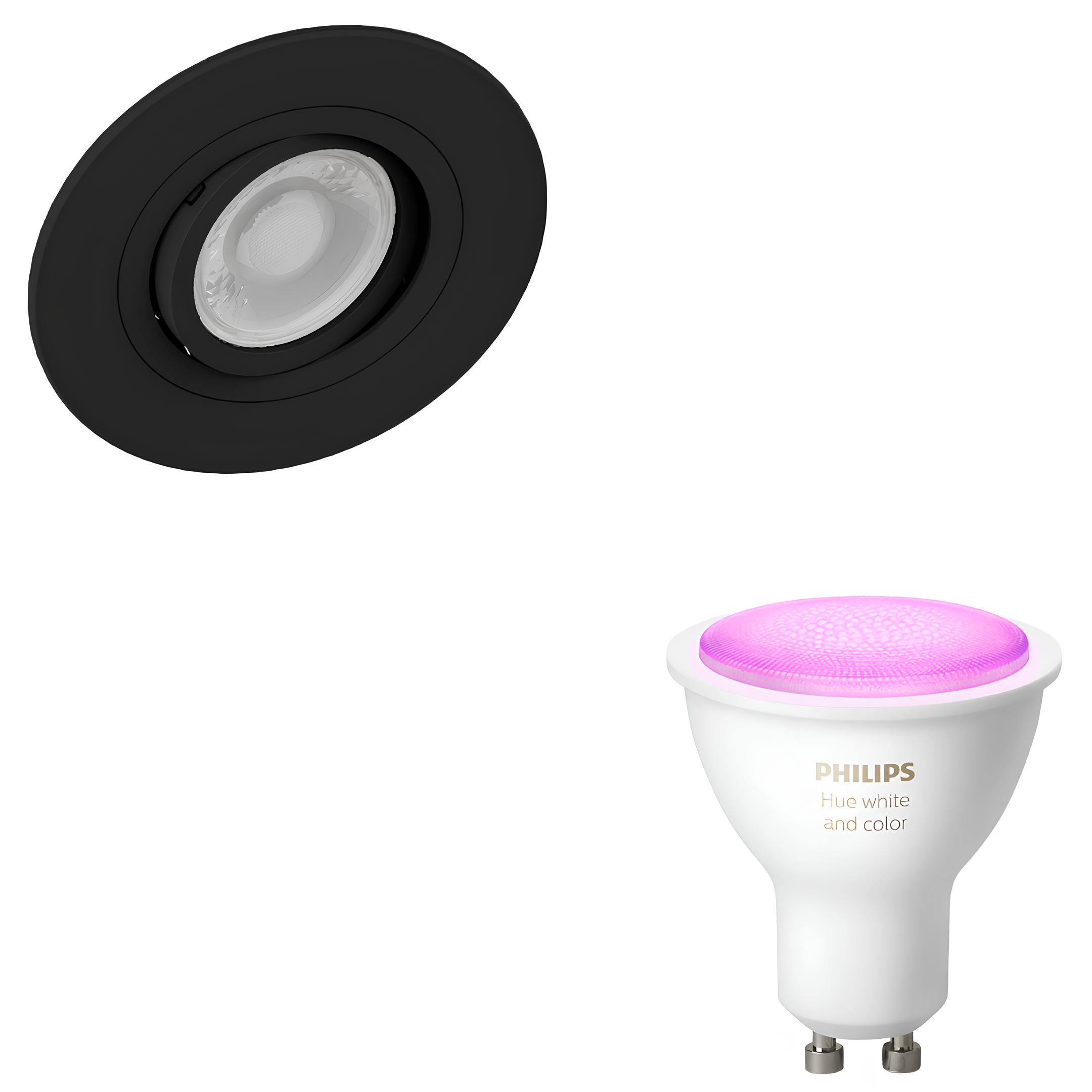 Spot Redondo Embutir Dicroica Preto 6W Rgb 36° Philips Hue