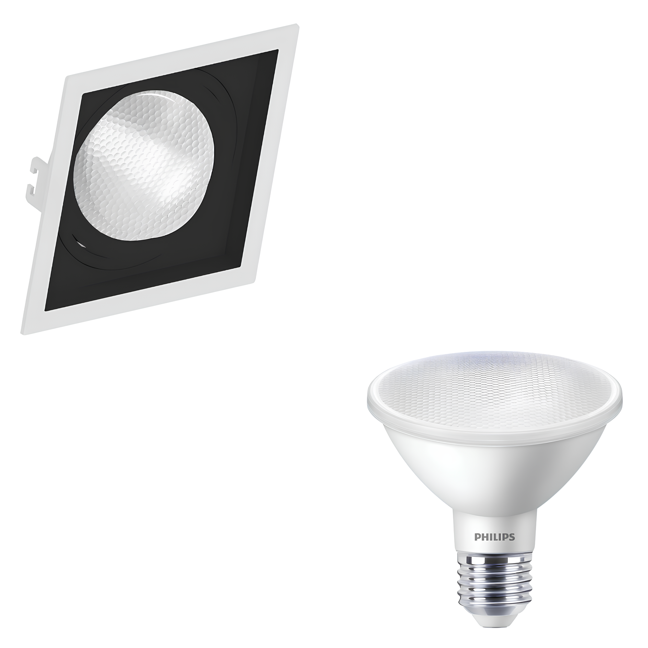 Spot Led Quadrado Embutir Par30 Br/Pt 9,5W 900Lm 25° Philips