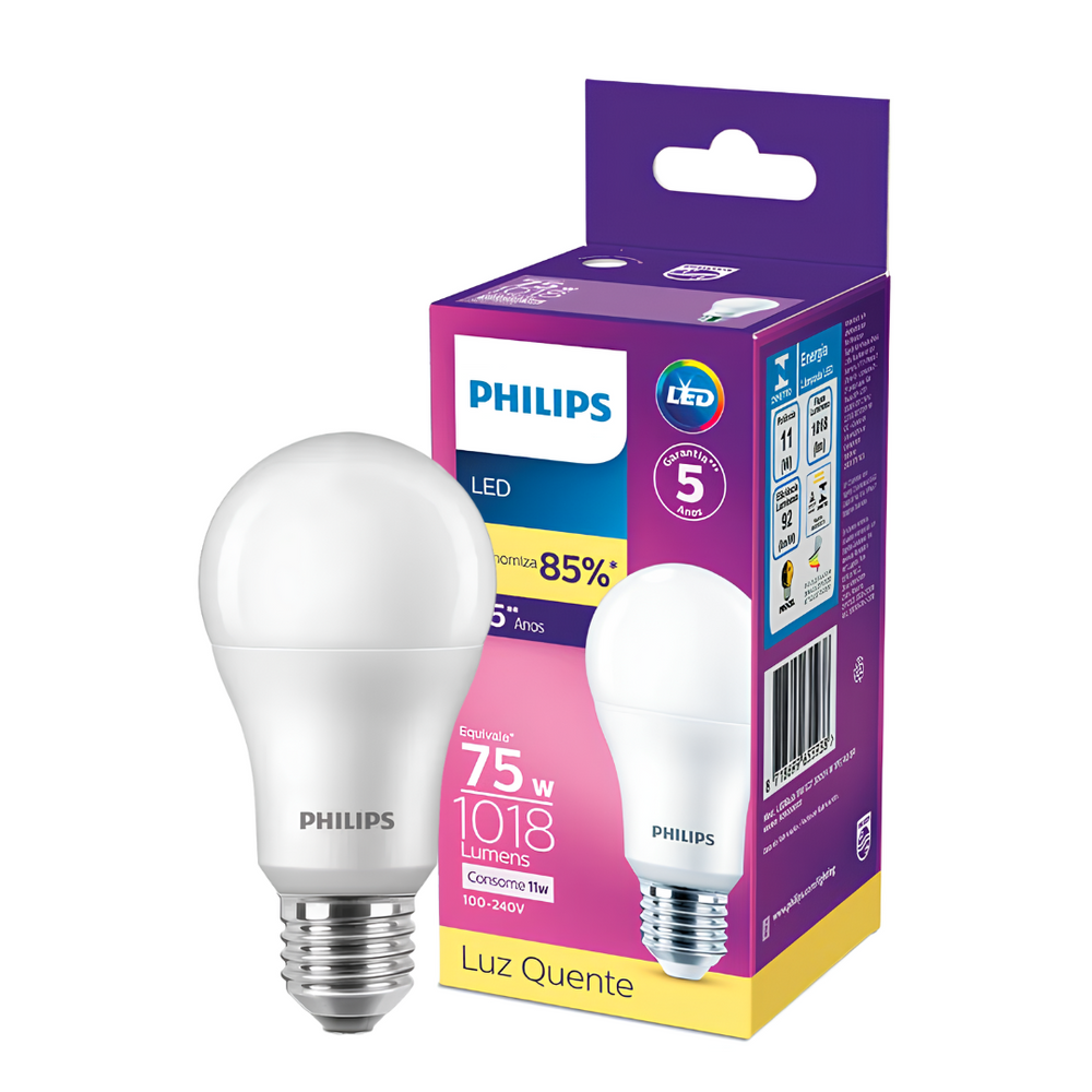 Lampada Led Bulbo 11W 1018Lm 180° Bivolt E27 Philips