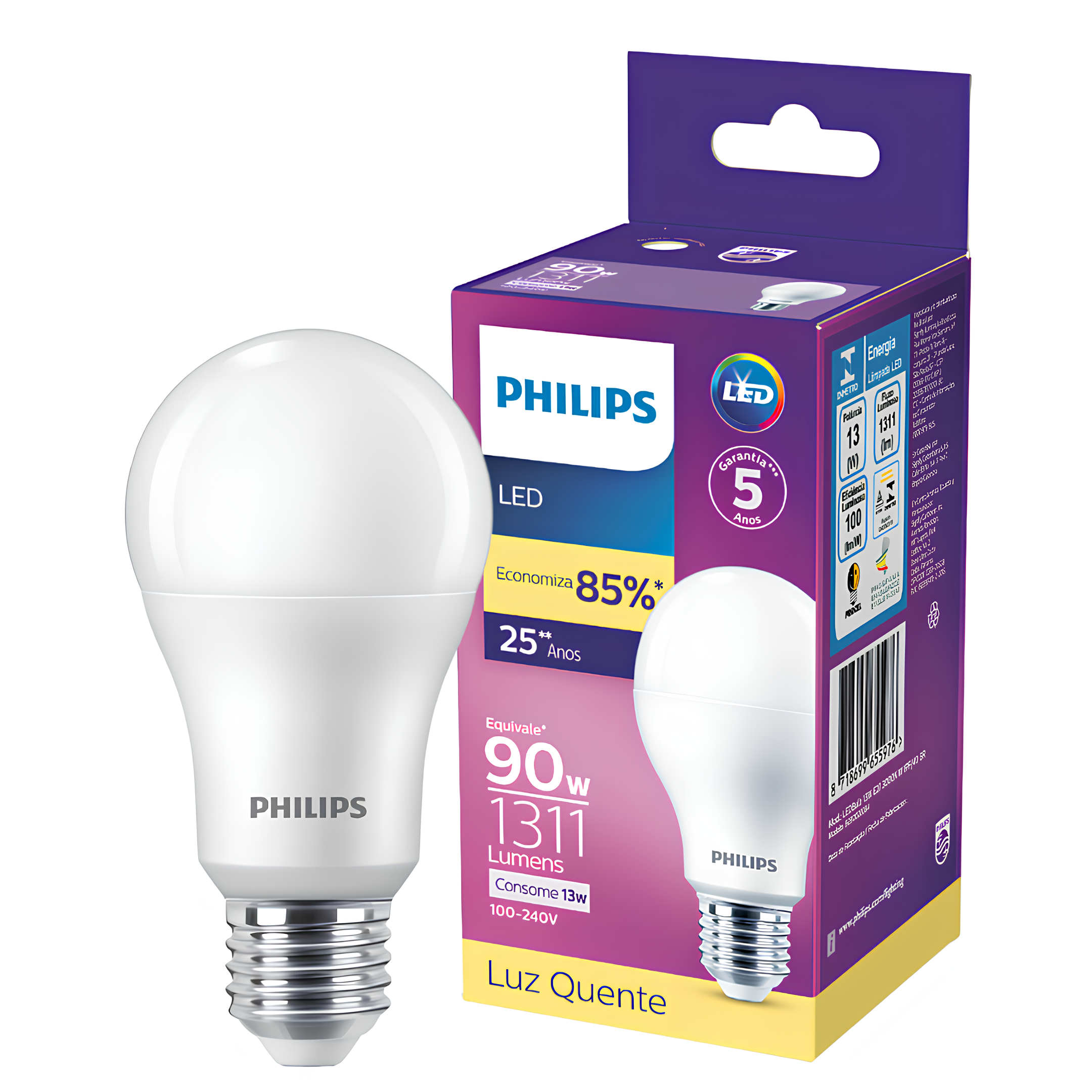 Lampada Led Bulbo 13W 1311Lm 180° Bivolt E27 Philips