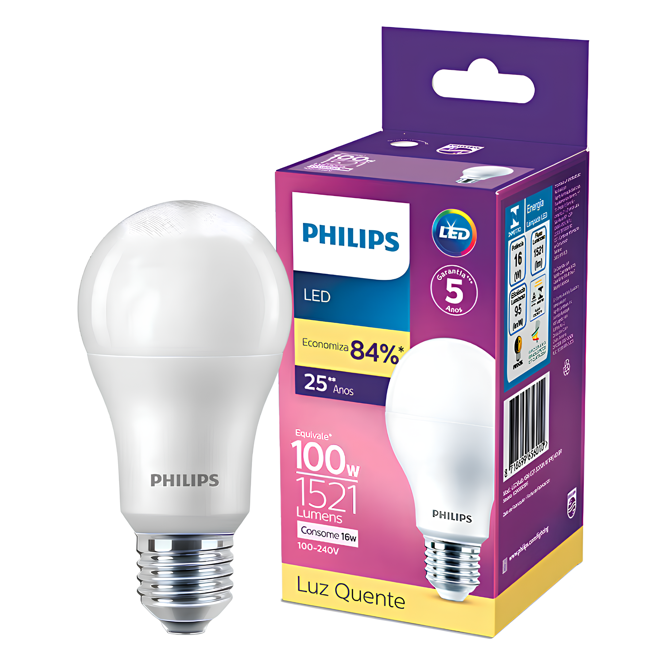 Lampada Led Bulbo 16W 1521Lm 180° Bivolt E27 Philips