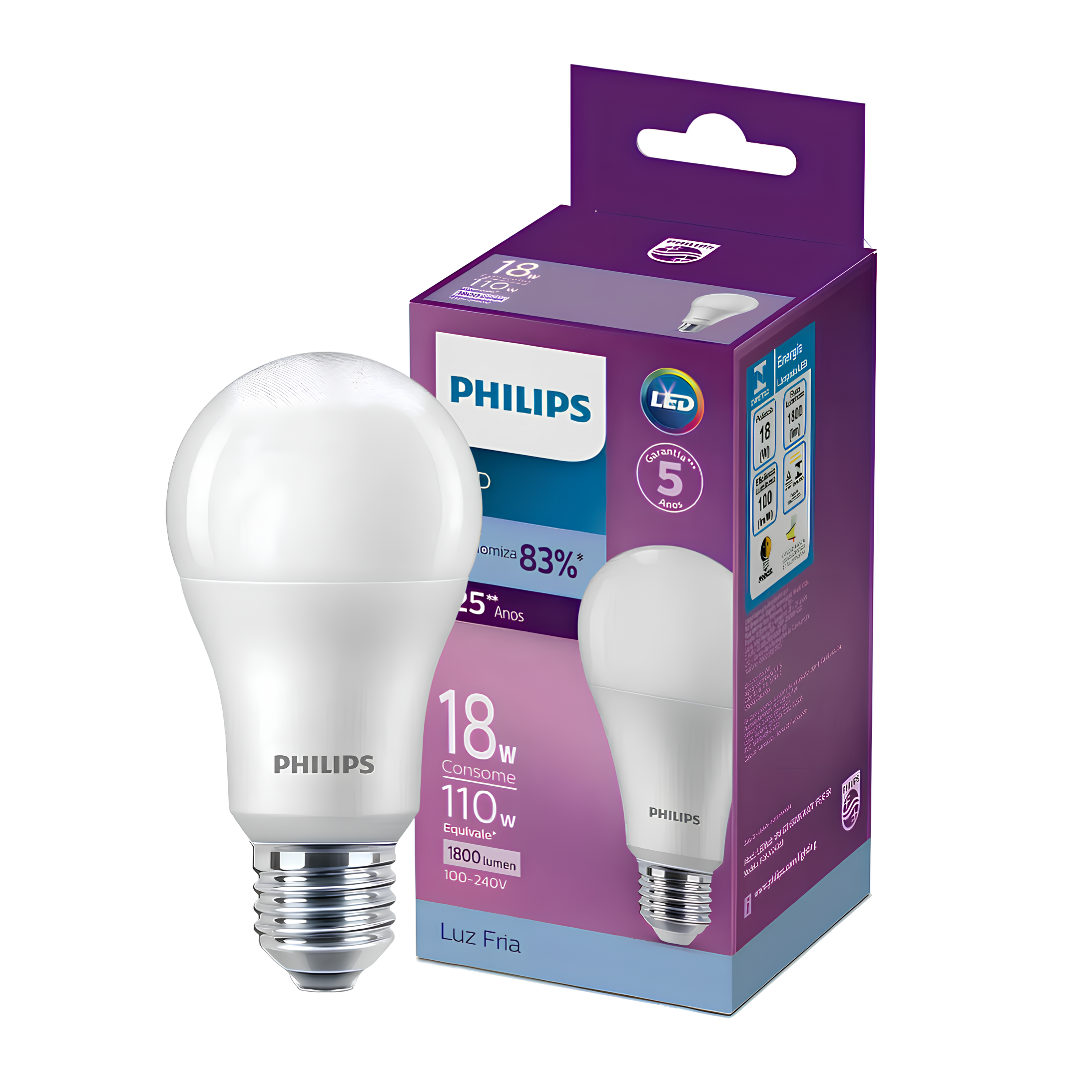 Lampada Led Bulbo 18W 6500K 1800Lm 150° Bivolt E27 Philips