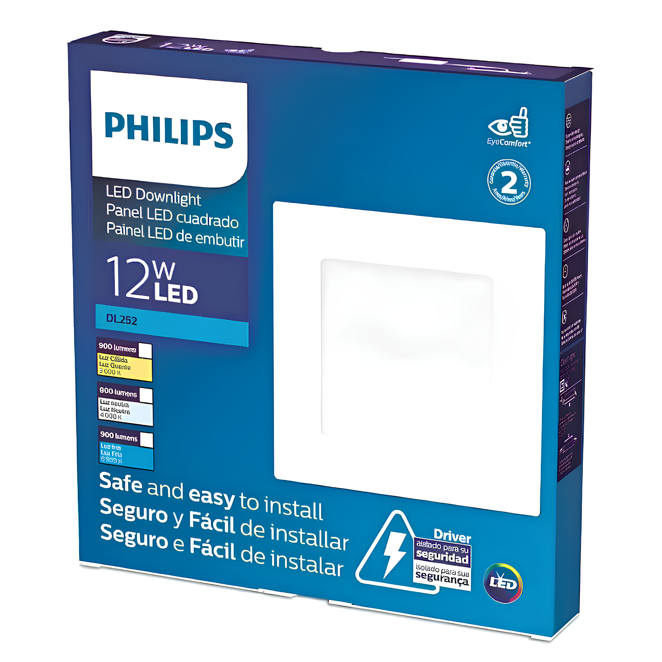 Luminaria Led Quadrada Embutir DL252 16,7Cm 12W 900Lm Philips