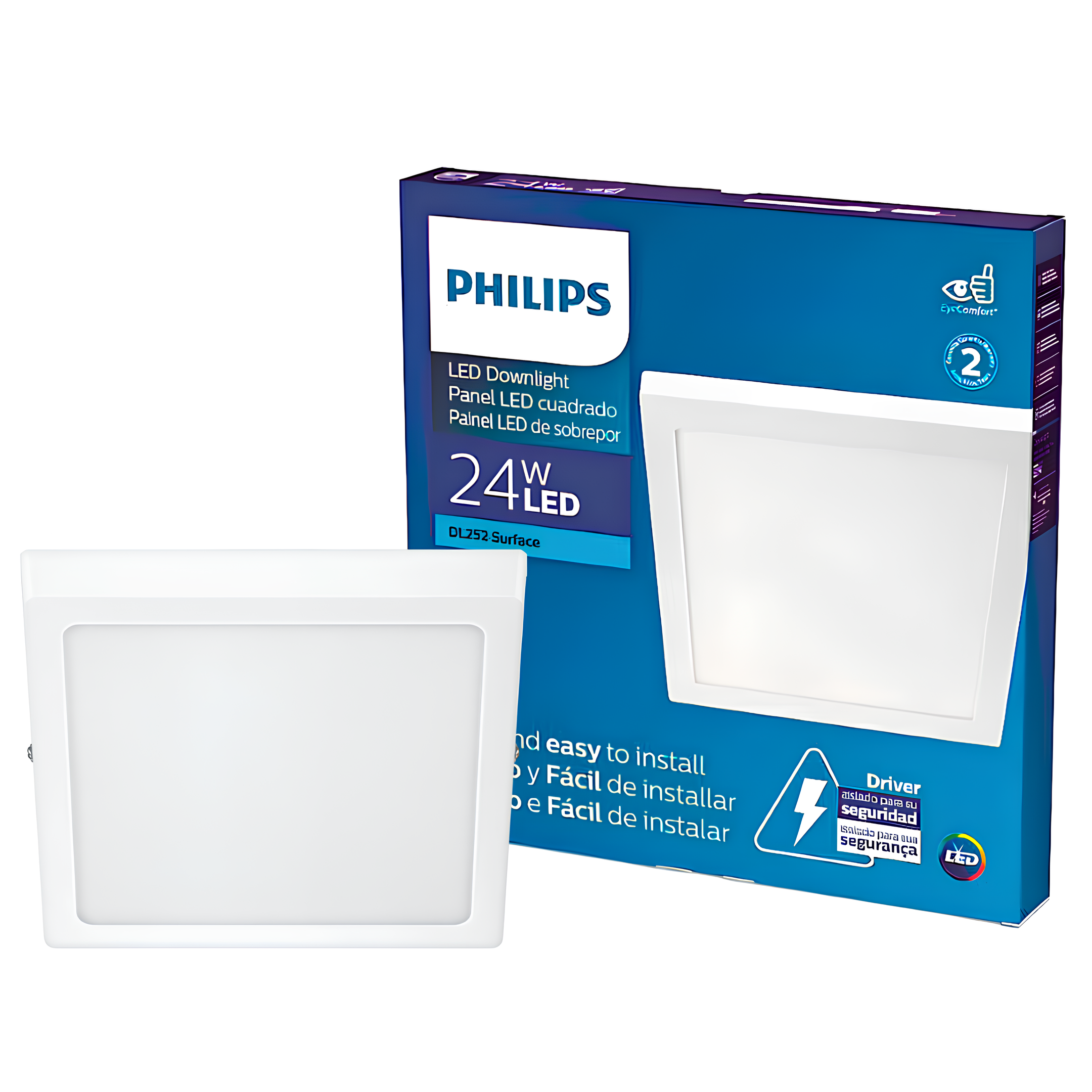 Luminaria Led Quadrada Sobrepor 28,5Cm 24W 2000Lm Philips