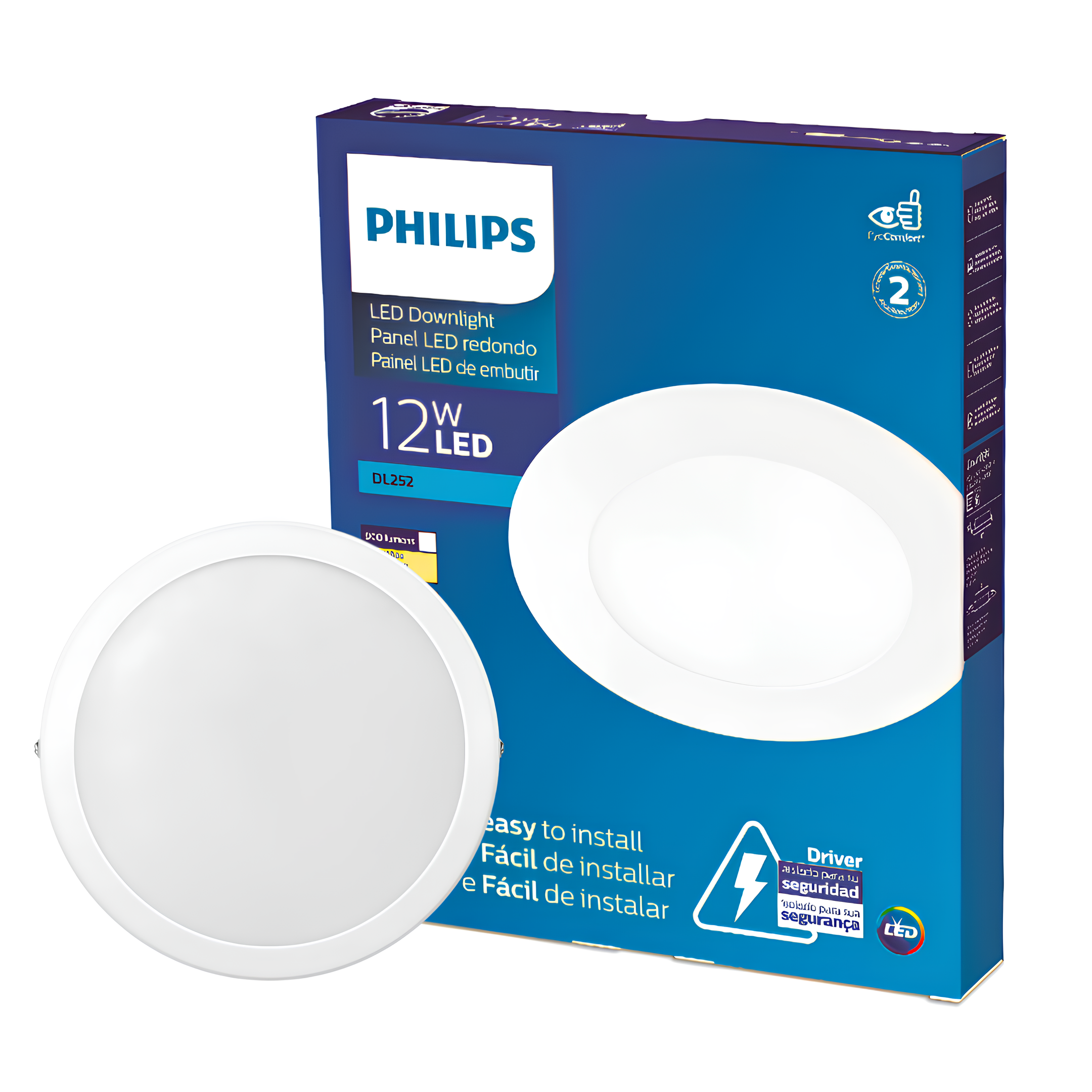 Luminaria Led Redonda Embutir 17Cm 12W 900Lm Bivolt Philips