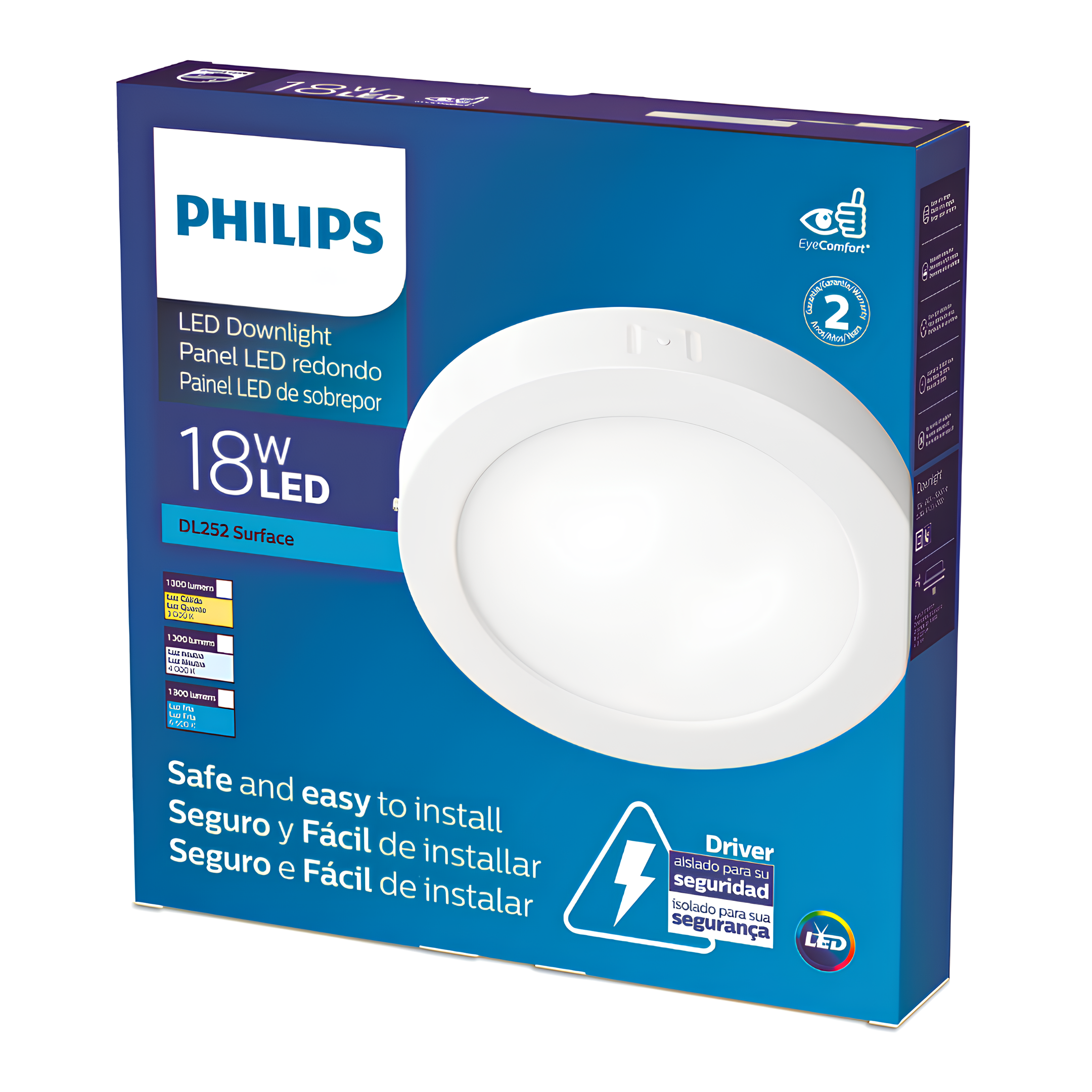 Luminaria Led Redonda Sobrepor DL252 21Cm 18W 1300Lm Philips