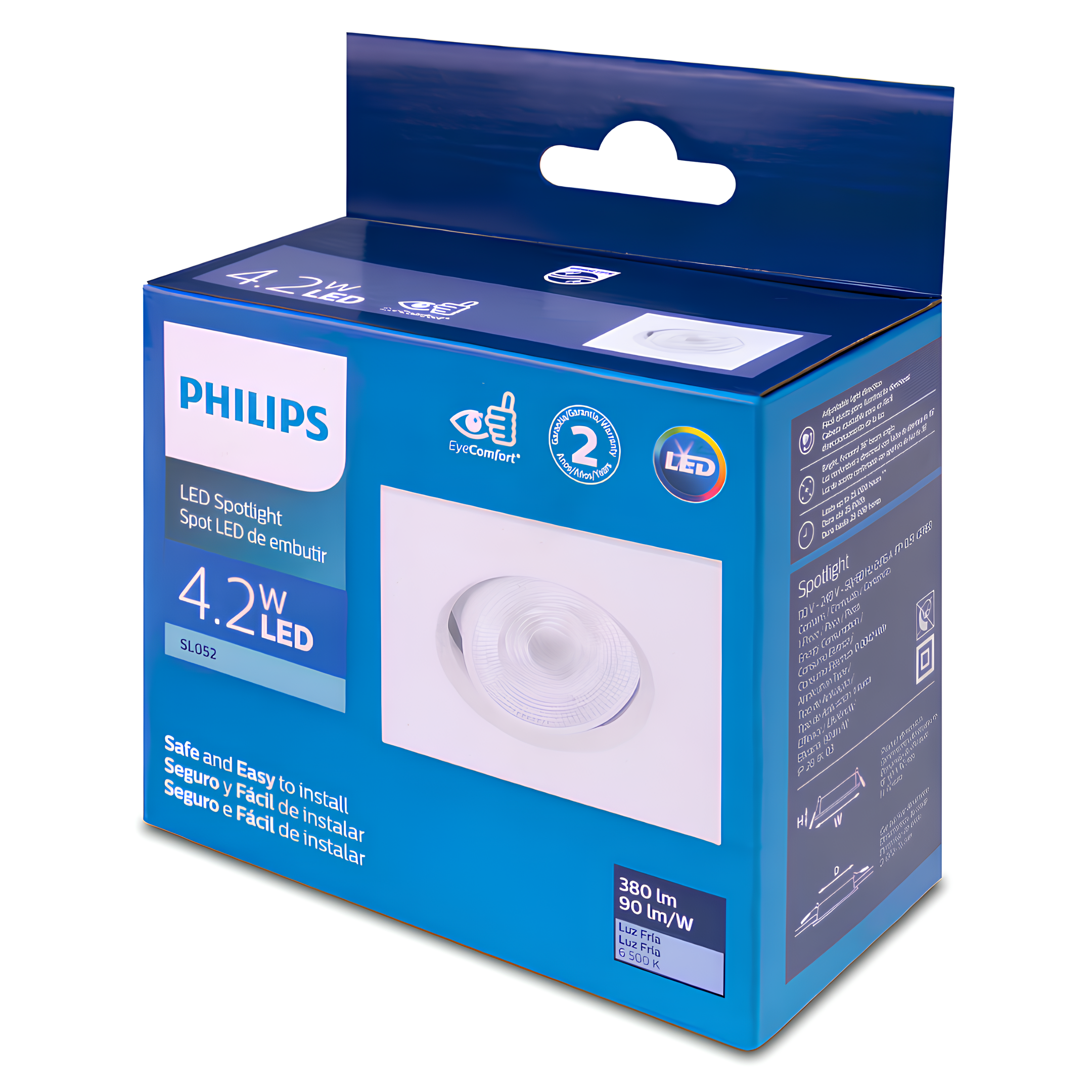 Spot Led Quadrado Embutir 4,2w Ip20 36º Bivolt Sl052 Philips