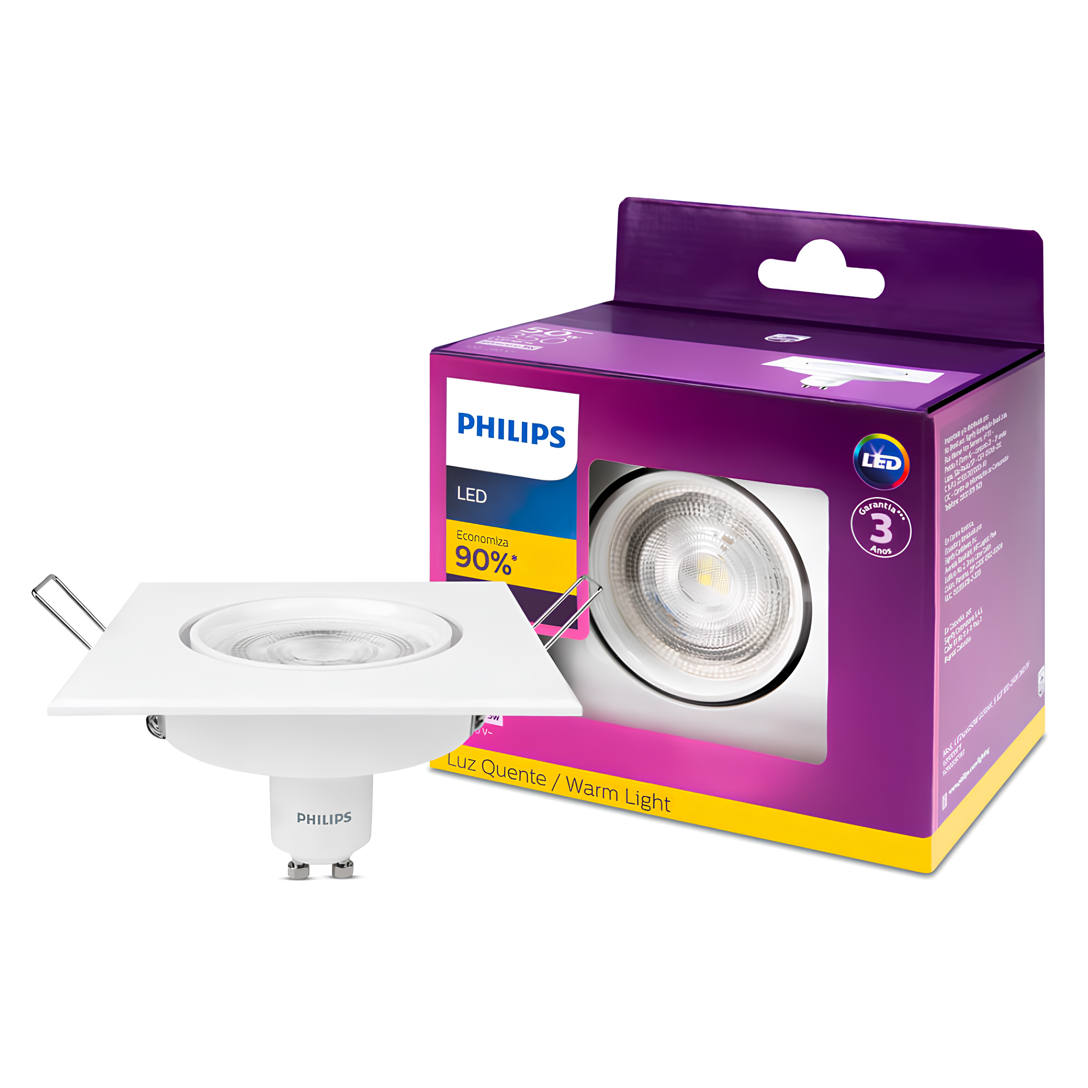 Spot Led Quadrado 5W 350Lm 36° Bivolt Gu10 Philips