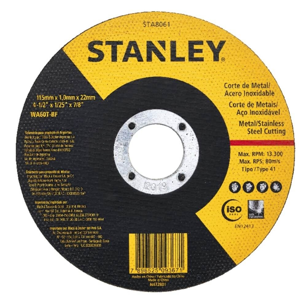 Disco Abrasivo Corte Inox 4.1/2" Sta8061 Stanley