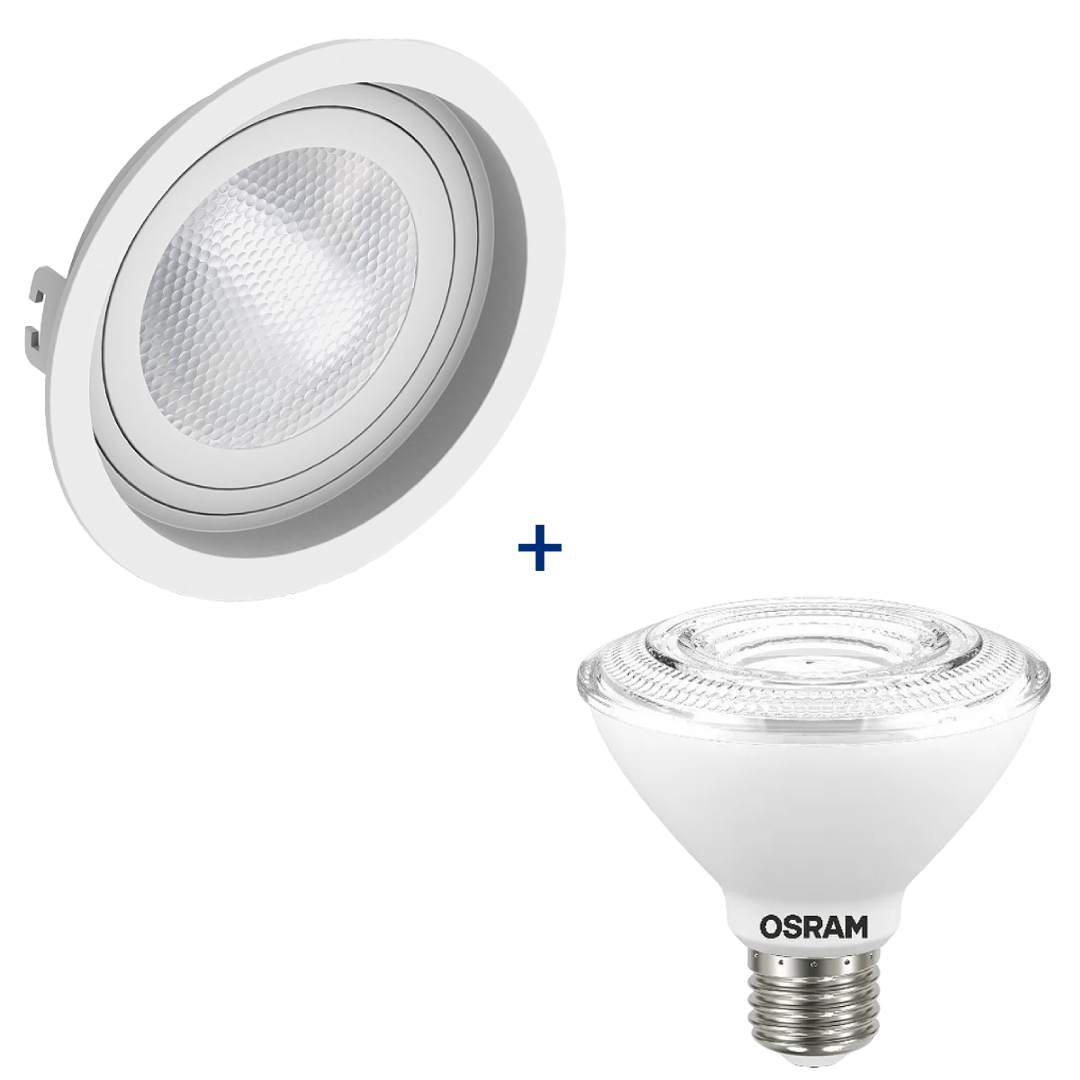 Spot Led Redondo Recuado Branco Par30 9,5W 900Lm Ip65 Osram